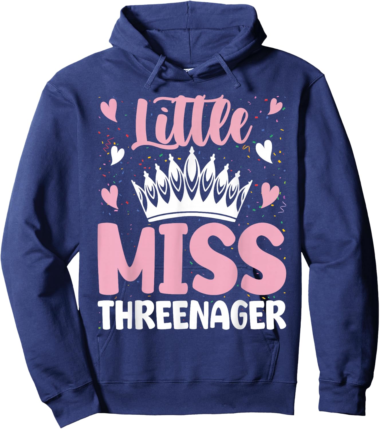 Little Miss Threenager Girl Happy 3rd Birthday Girl Toddle Hoodie - Hoodie | Navy