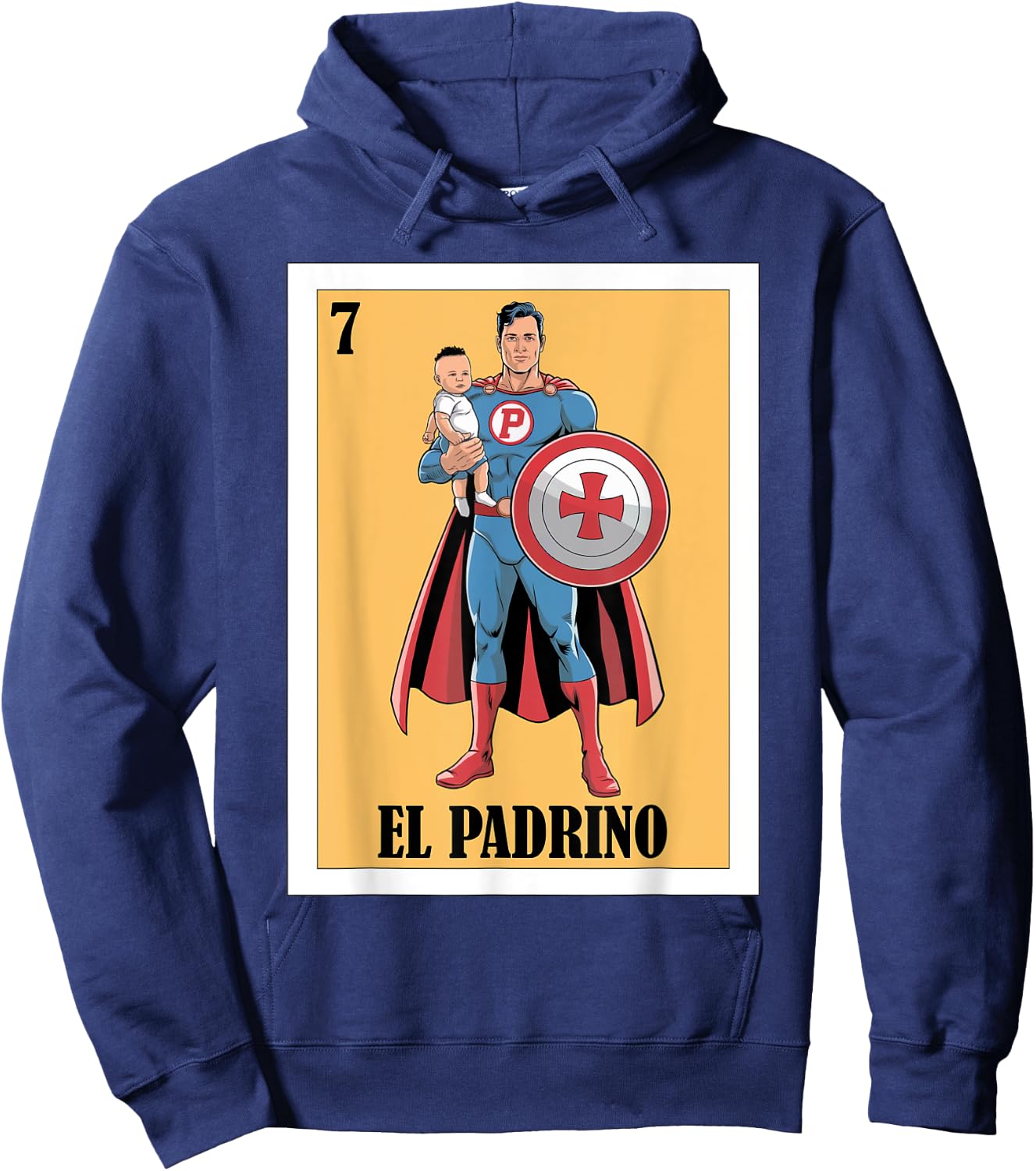 Funny Mexican Baptism Superhero Design - El Super Padrino Hoodie - Hoodie | Navy