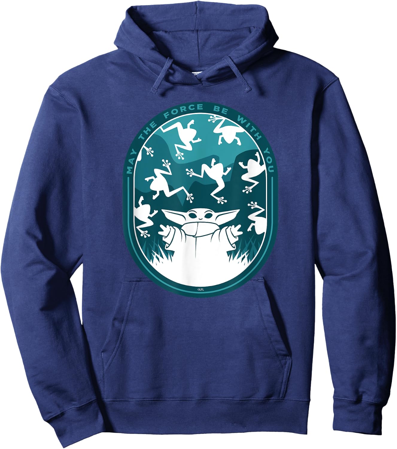 Star Wars The Mandalorian Grogu & Frogs May the Force Hoodie - Hoodie | Navy