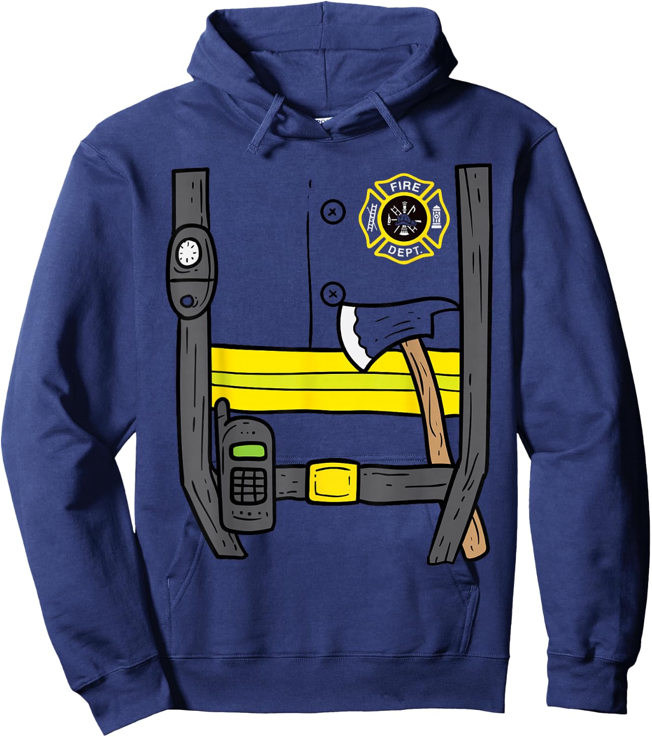 Firefighter Fireman Easy Lazy DIY Halloween Costume Boys Hoodie - Hoodie | Navy
