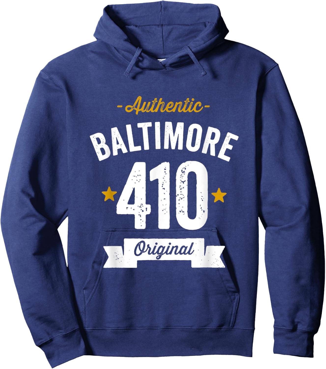 410 Baltimore Area Code Distressed Authentic (Dark) Hoodie - Hoodie | Navy
