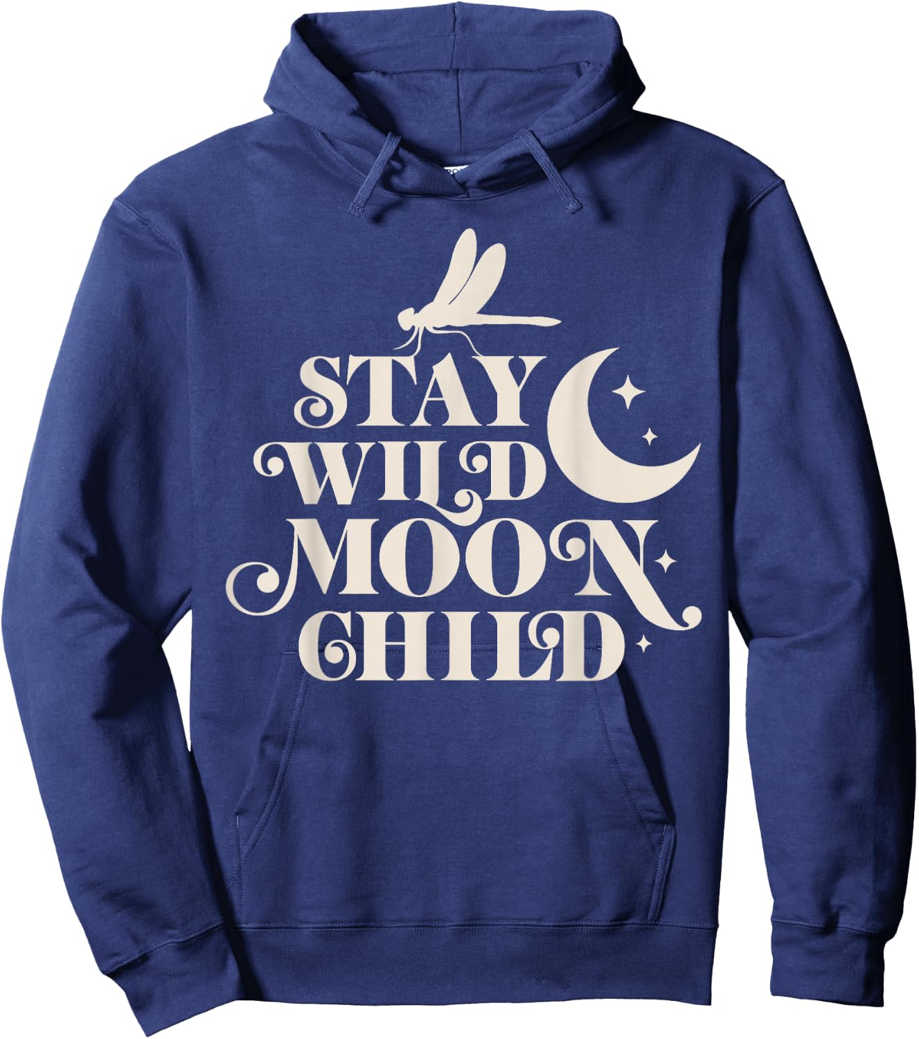 Stay Wild Moon Child Hippie Dragonfly Retro 70s Bug Insect Hoodie - Hoodie | Navy