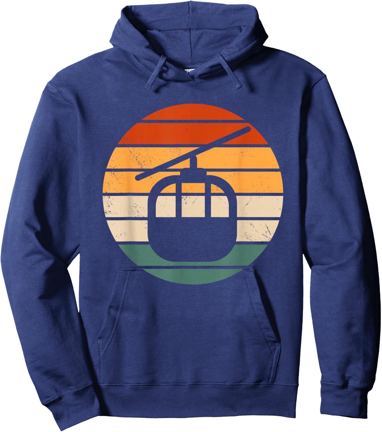 Retro Ski Lift Gondola Outfit Skiing Cable Car Mountain , black Hoodie - Hoodie | Navy