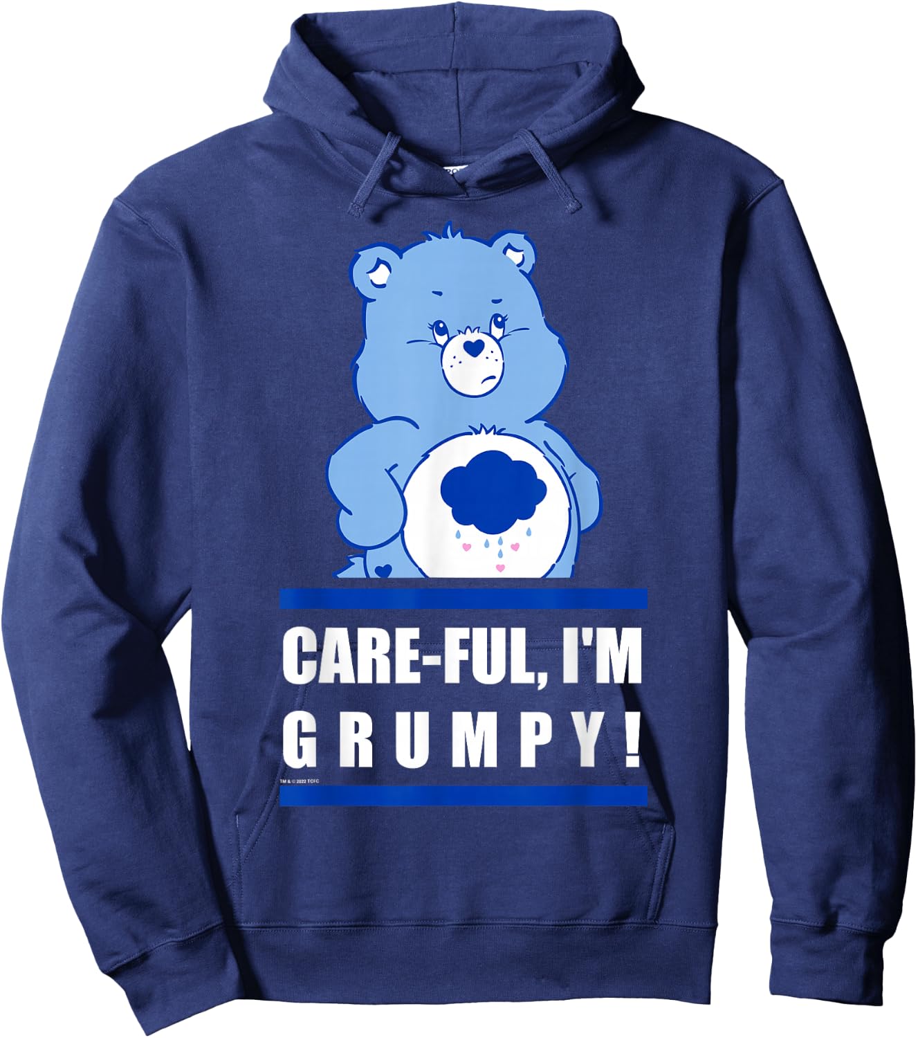 Care Bears Grumpy Bear Care-Ful I'm Grumpy Collegiate Text Hoodie - Hoodie | Navy