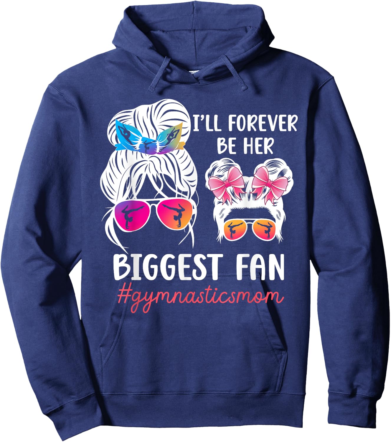 Her Biggest Fan Gymnastics Mom Of A Gymnast Mama Hoodie - Hoodie | Navy