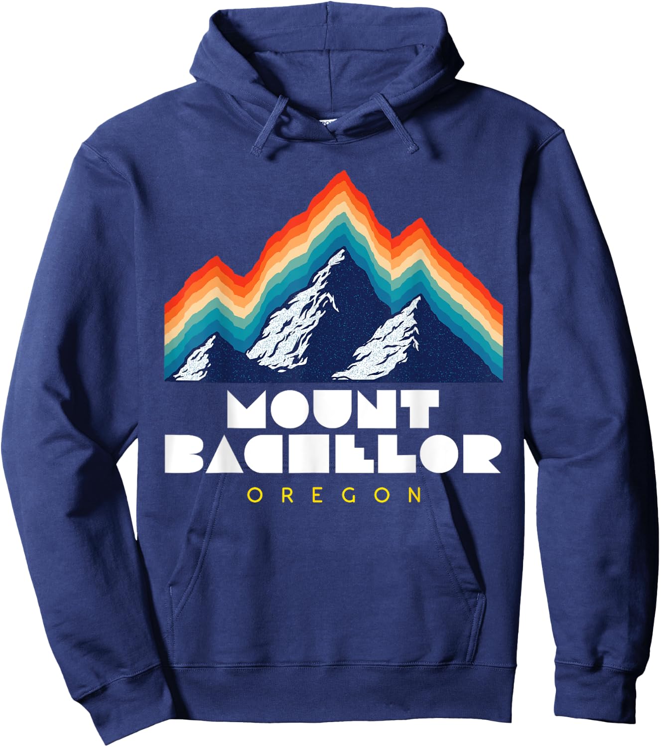 Mount Bachelor, Oregon - USA Ski Resort 1980s Retro Hoodie - Hoodie | Navy