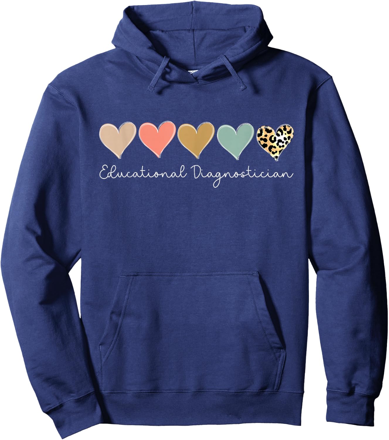 Educational Diagnostician Leopard Heart valentine's Day Hoodie - Hoodie | Navy