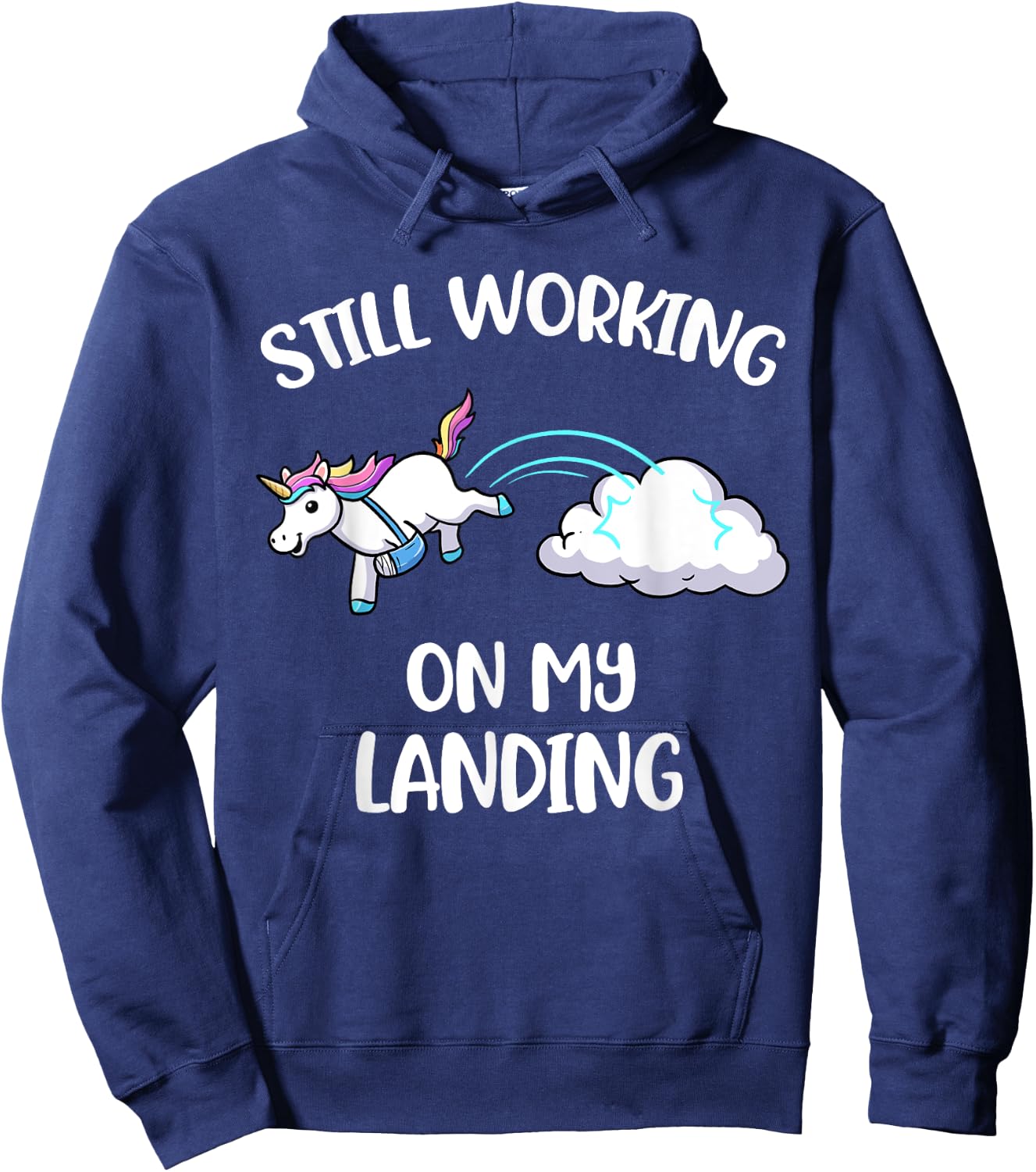 Still Working On My Landing Injury Broken Arm Cute Unicorn Hoodie - Hoodie | Navy