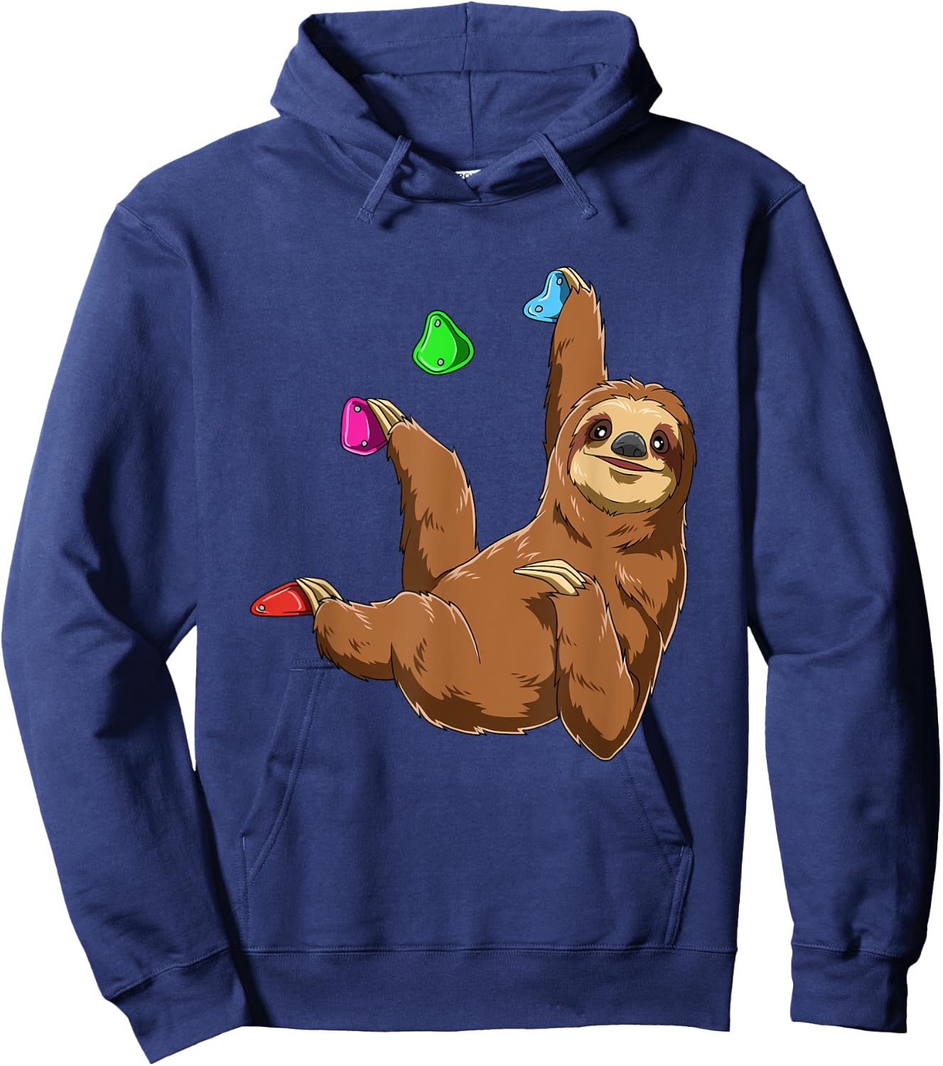 Cute Bouldering and Rock Climbing Sloth Hoodie - Hoodie | Navy