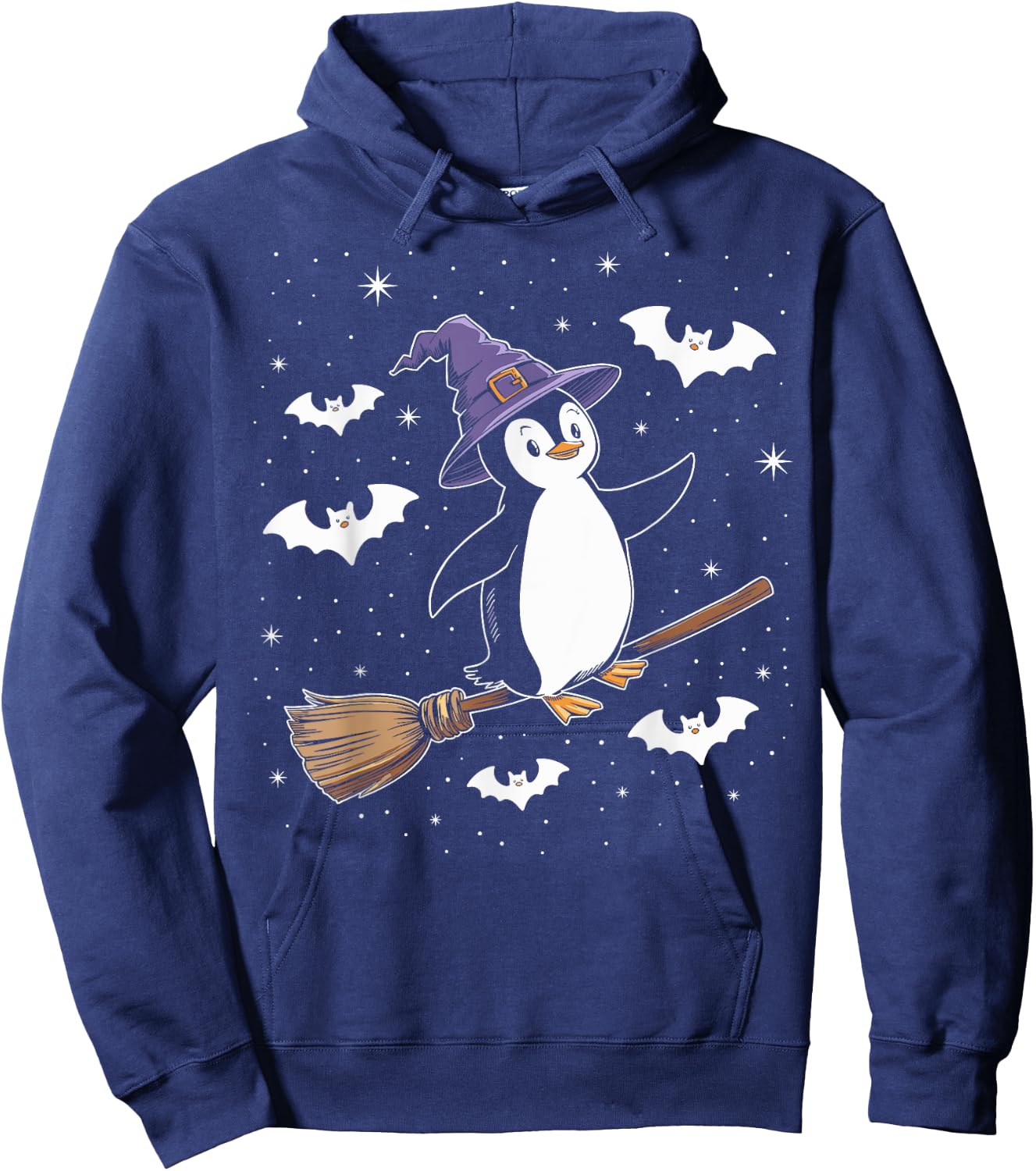 Funny Witch Broomstick Penguin Lovers Spooky Halloween Hoodie - Hoodie | Navy