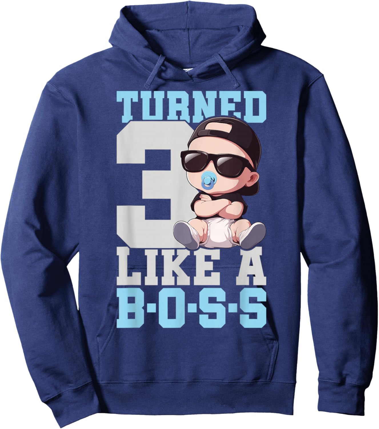 Baby 3rd Birthday Boy Girl 3 Years Like a Boss Kids Hoodie - Hoodie | Navy