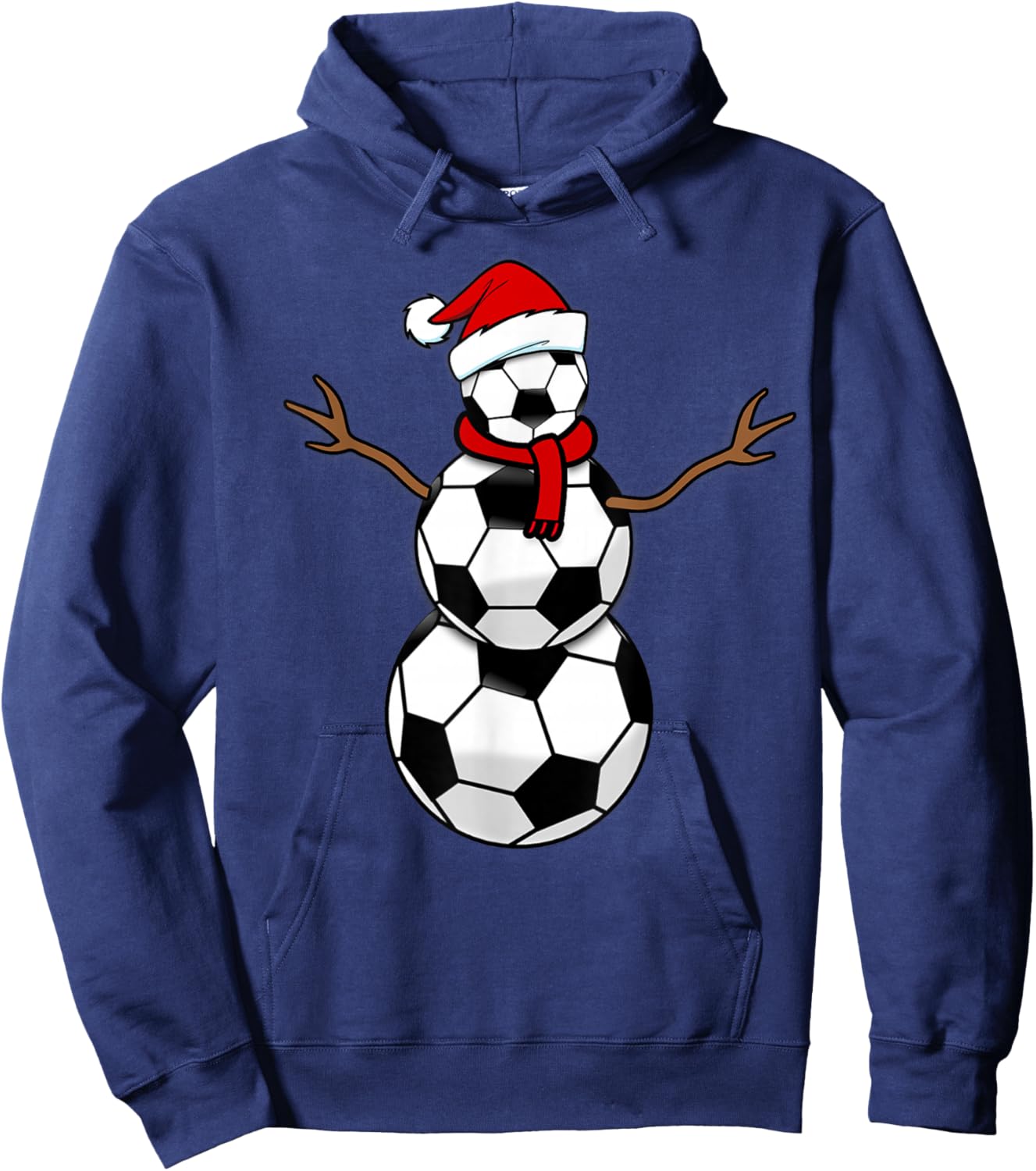 Funny Christmas Soccer Balls Santa Snowman Hoodie - Hoodie | Navy