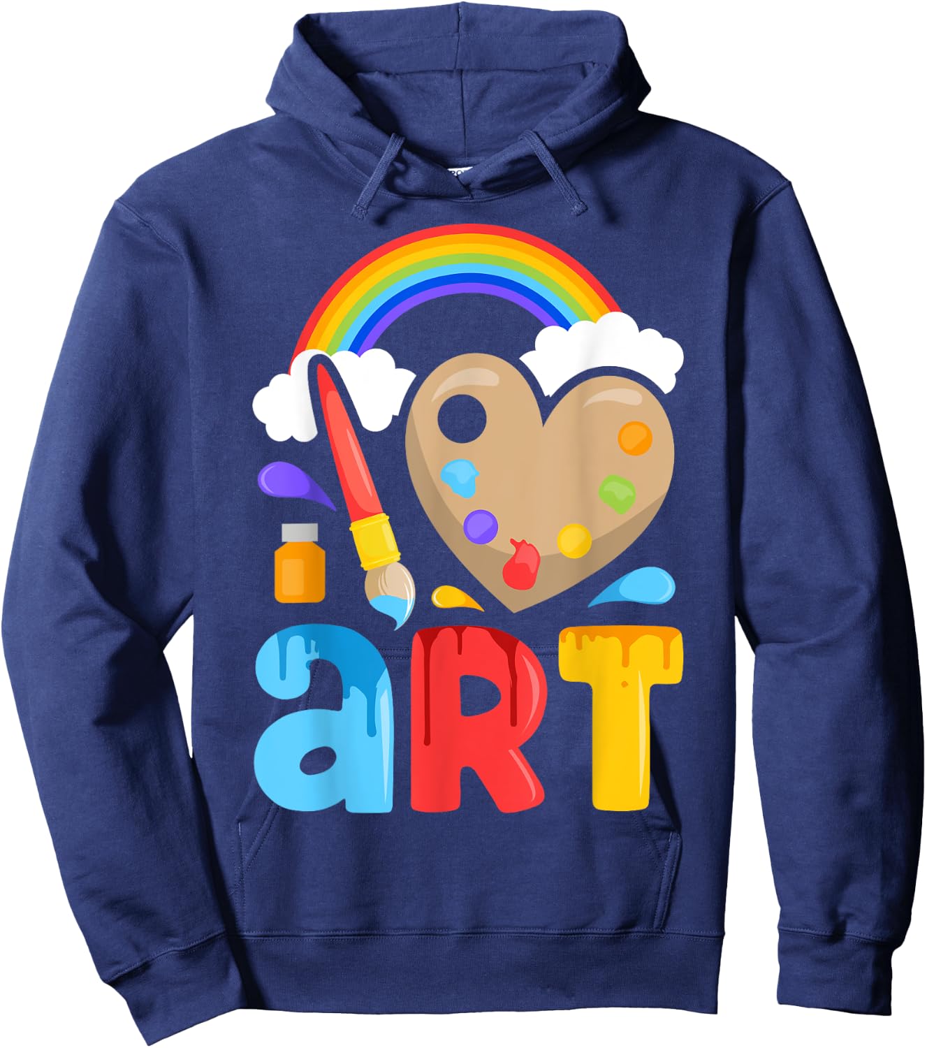 I Love Art Artist Painter Colorful Painting Gifts Kids Girls Hoodie - Hoodie | Navy