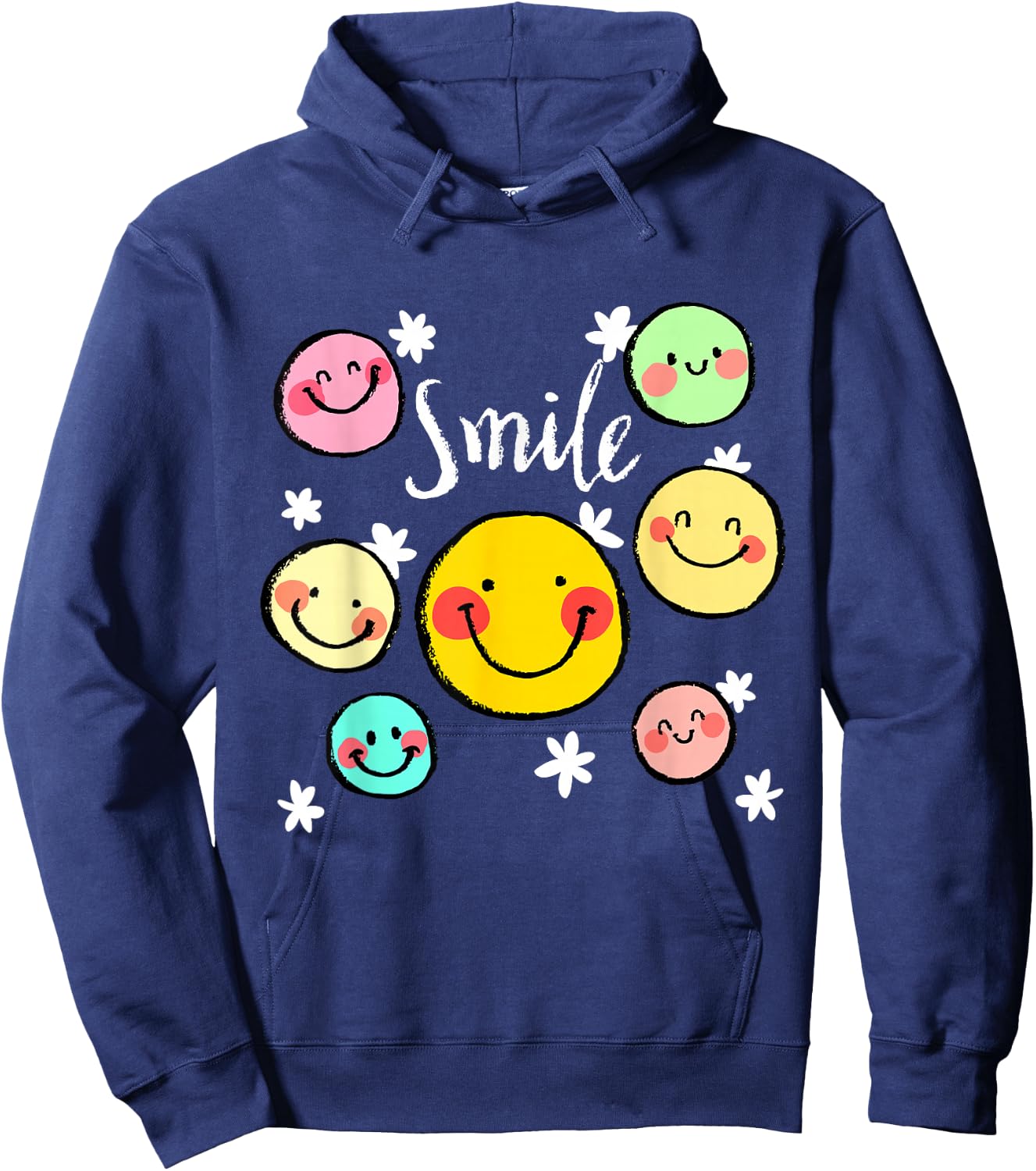 Cool Silhouette Happy Smile Face Illustration Graphic Design , Black, S Hoodie - Hoodie | Navy