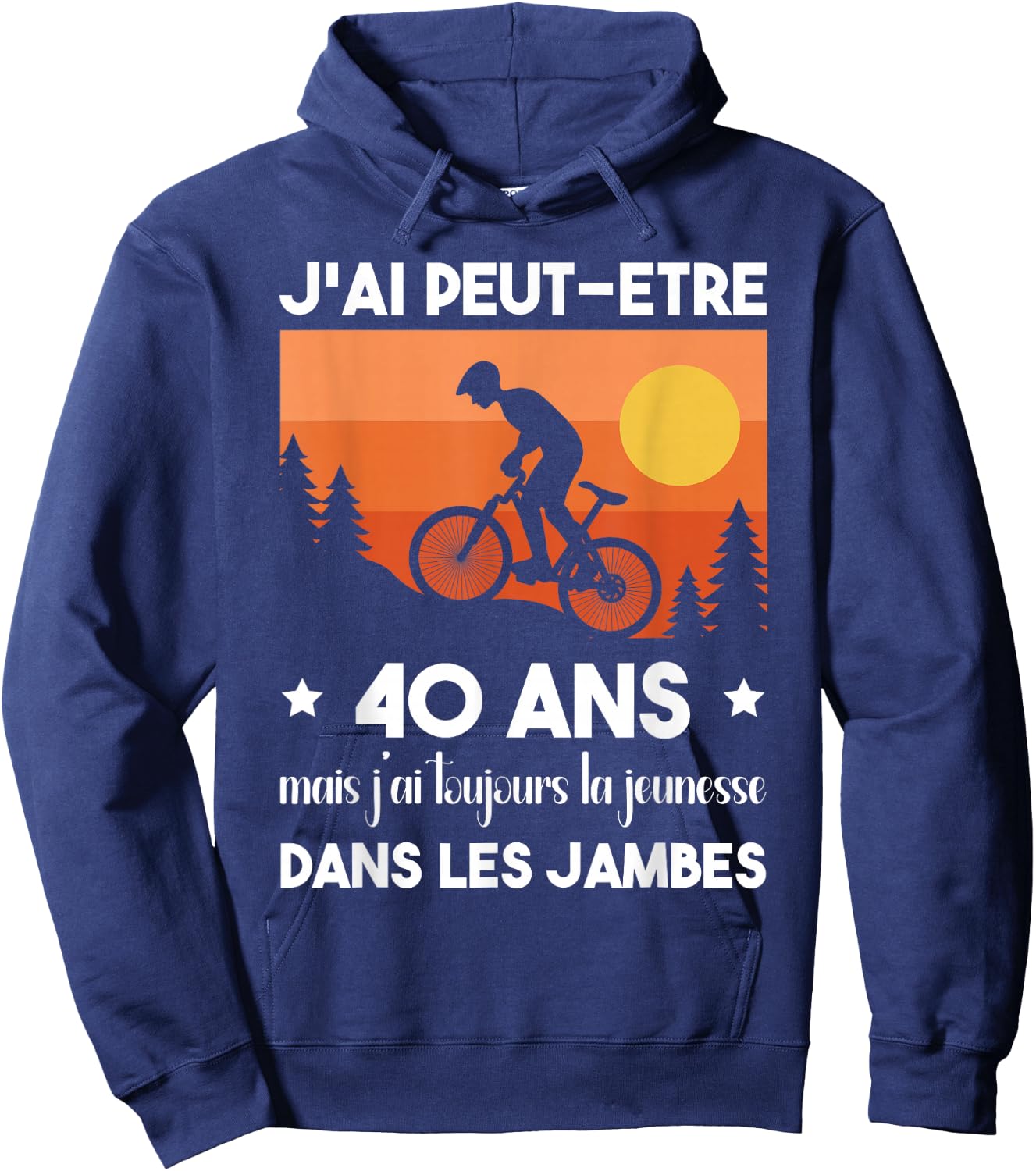 40 Years Birthday Bicycle Vintage Humor Cycling , Black, S Hoodie - Hoodie | Navy