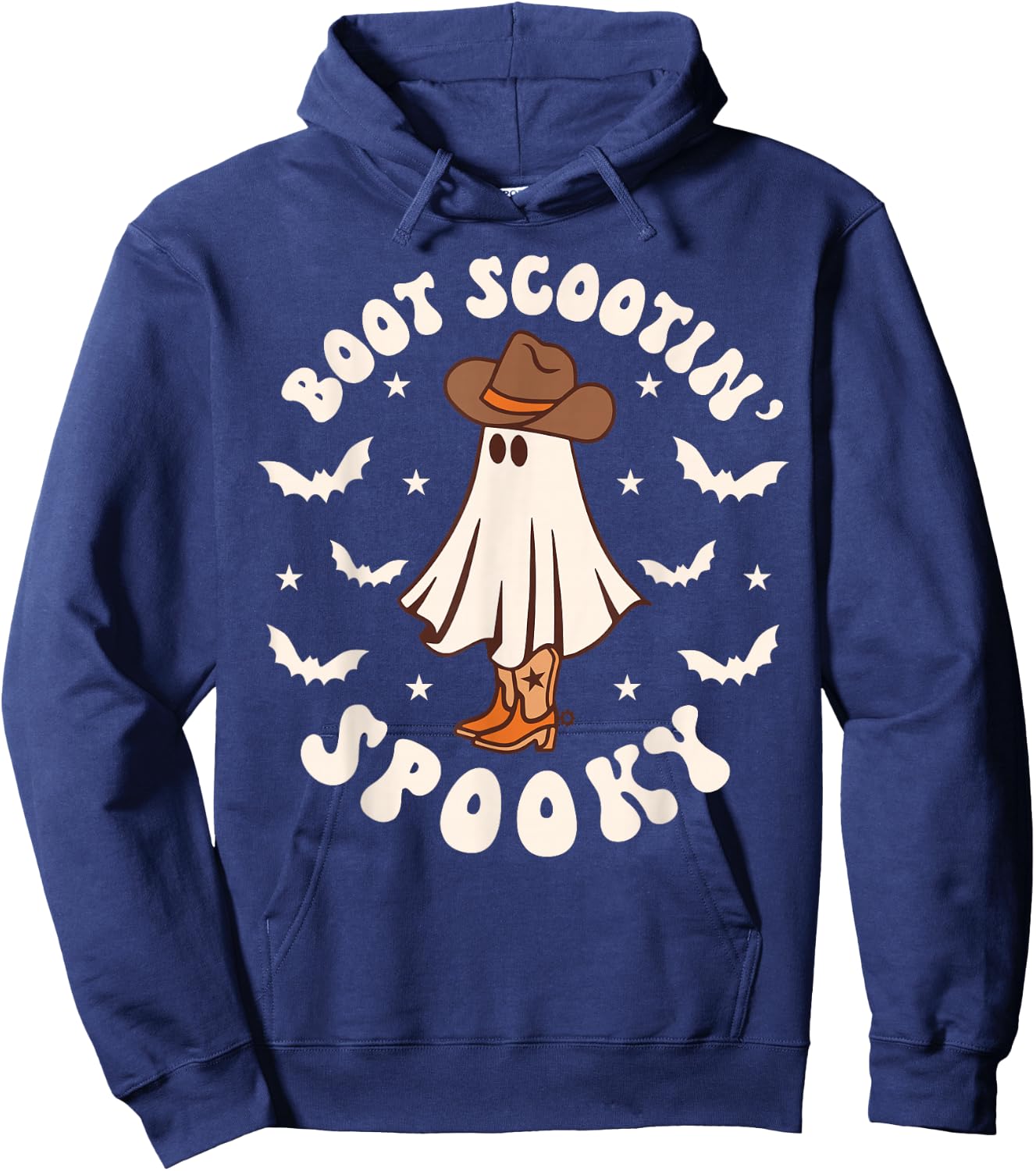 Retro Western Halloween Cute Ghost Funny Boot Scootin Spooky Hoodie - Hoodie | Navy