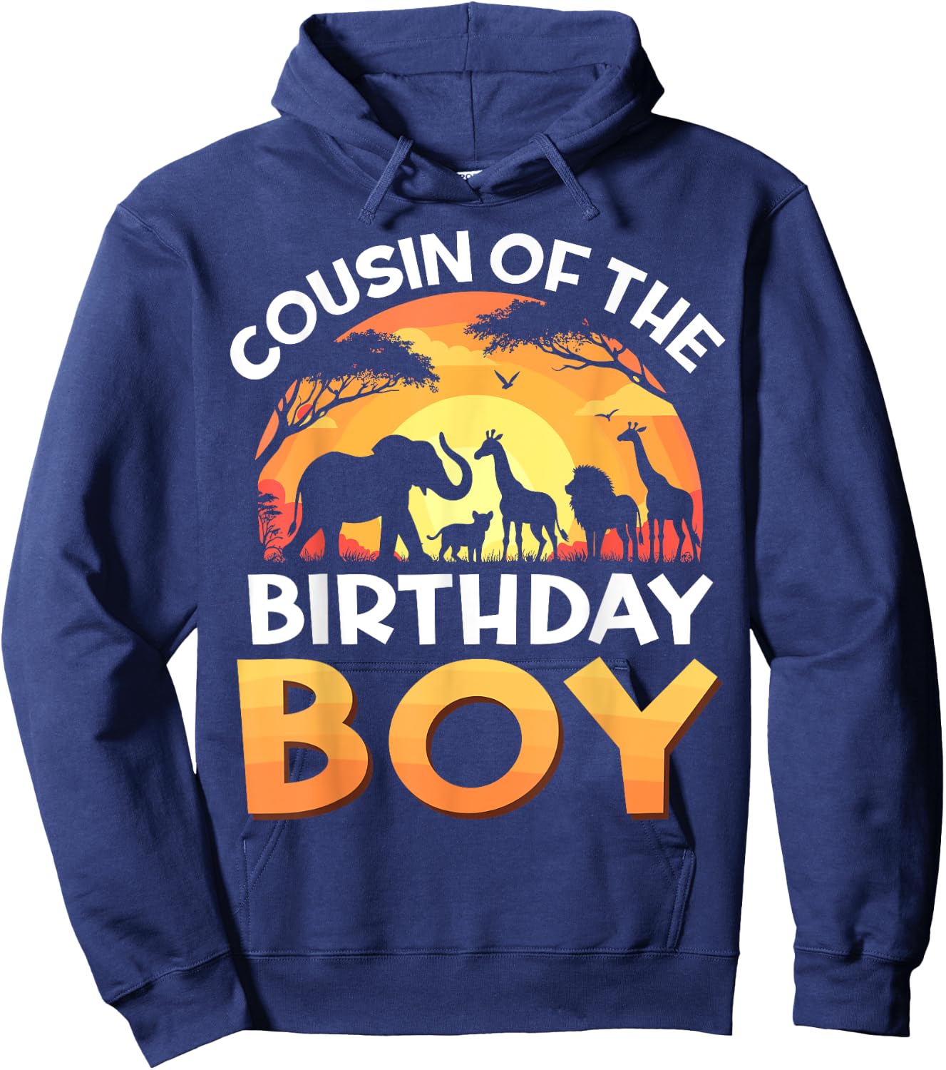 Cousin of The Birthday Boy Family Birthday Safari Zoo Animal Hoodie - Hoodie | Navy