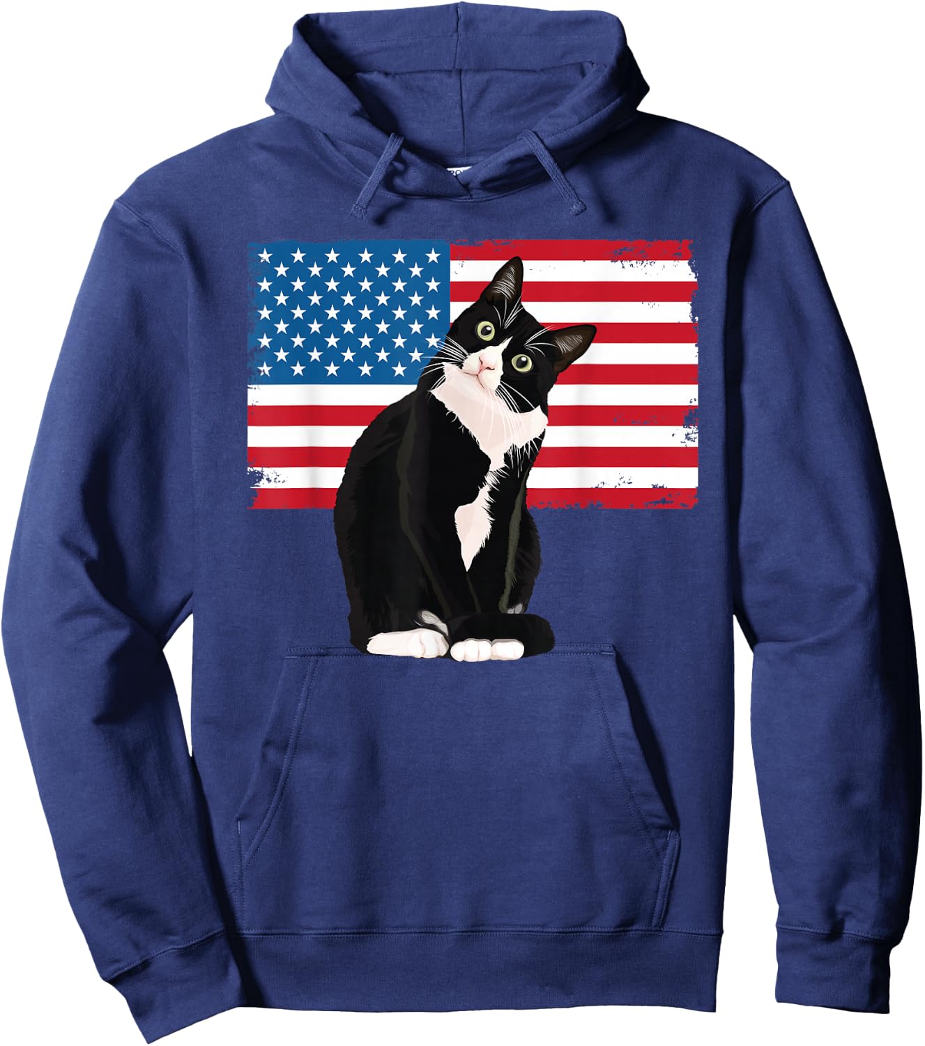 Tuxedo Cat 4th of July Patriotic Gift Adults Kids Hoodie - Hoodie | Navy