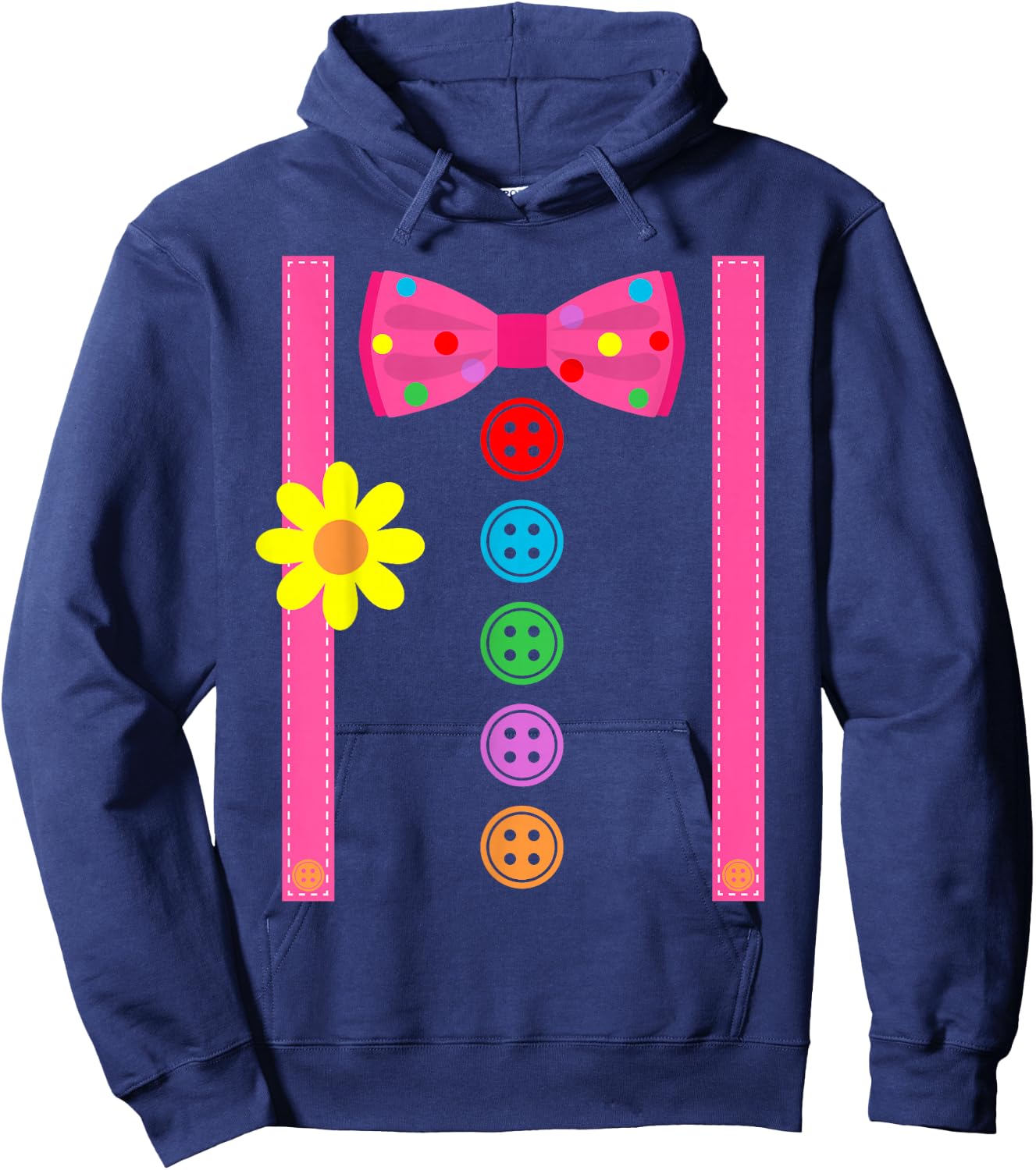 Clown Costume Halloween Funny Carnival Circus Tie Rod Children's , black Hoodie - Hoodie | Navy