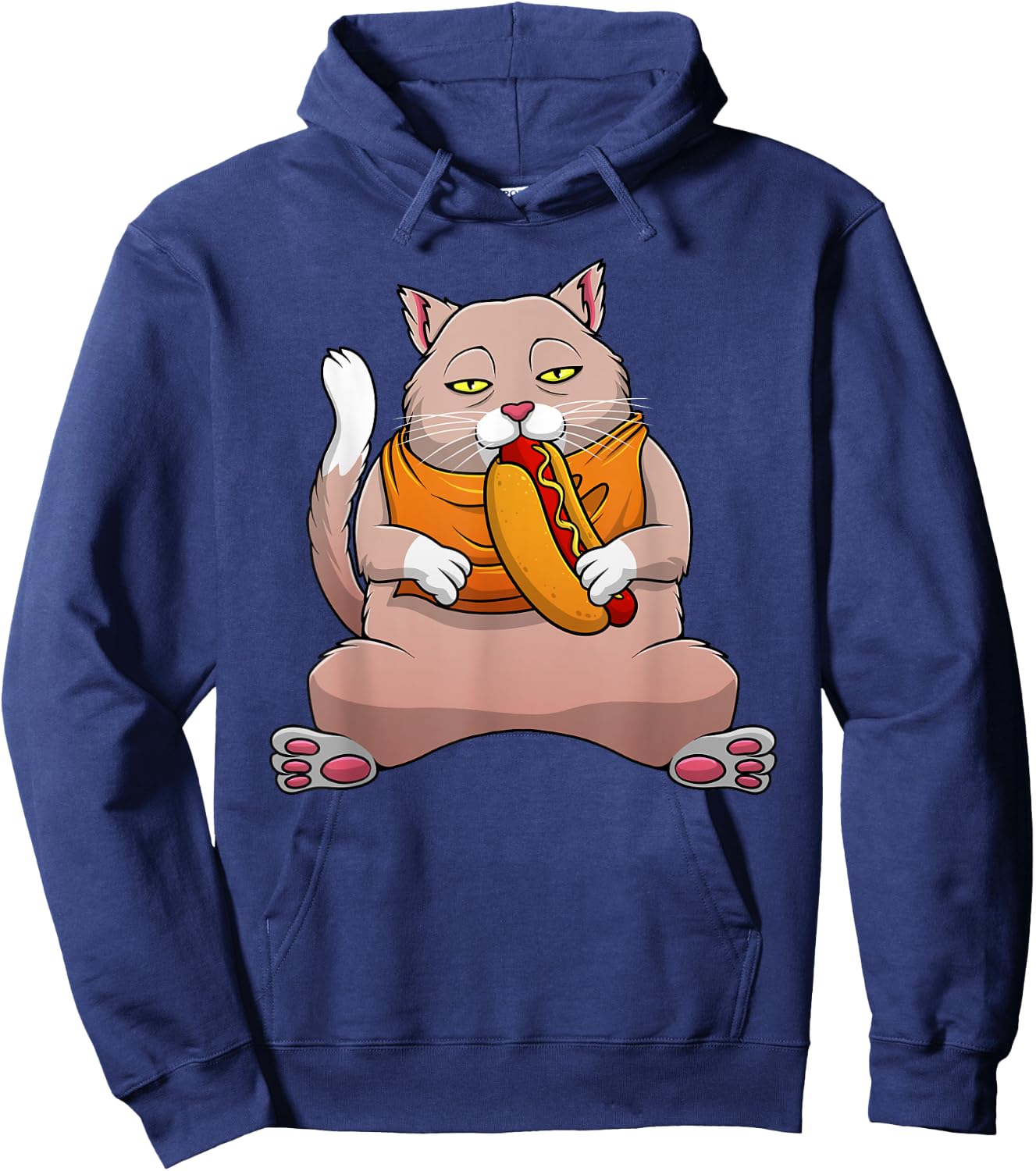 Funny Hot Dog Cat Design Women Sandwich Food Eaters Hoodie - Hoodie | Navy