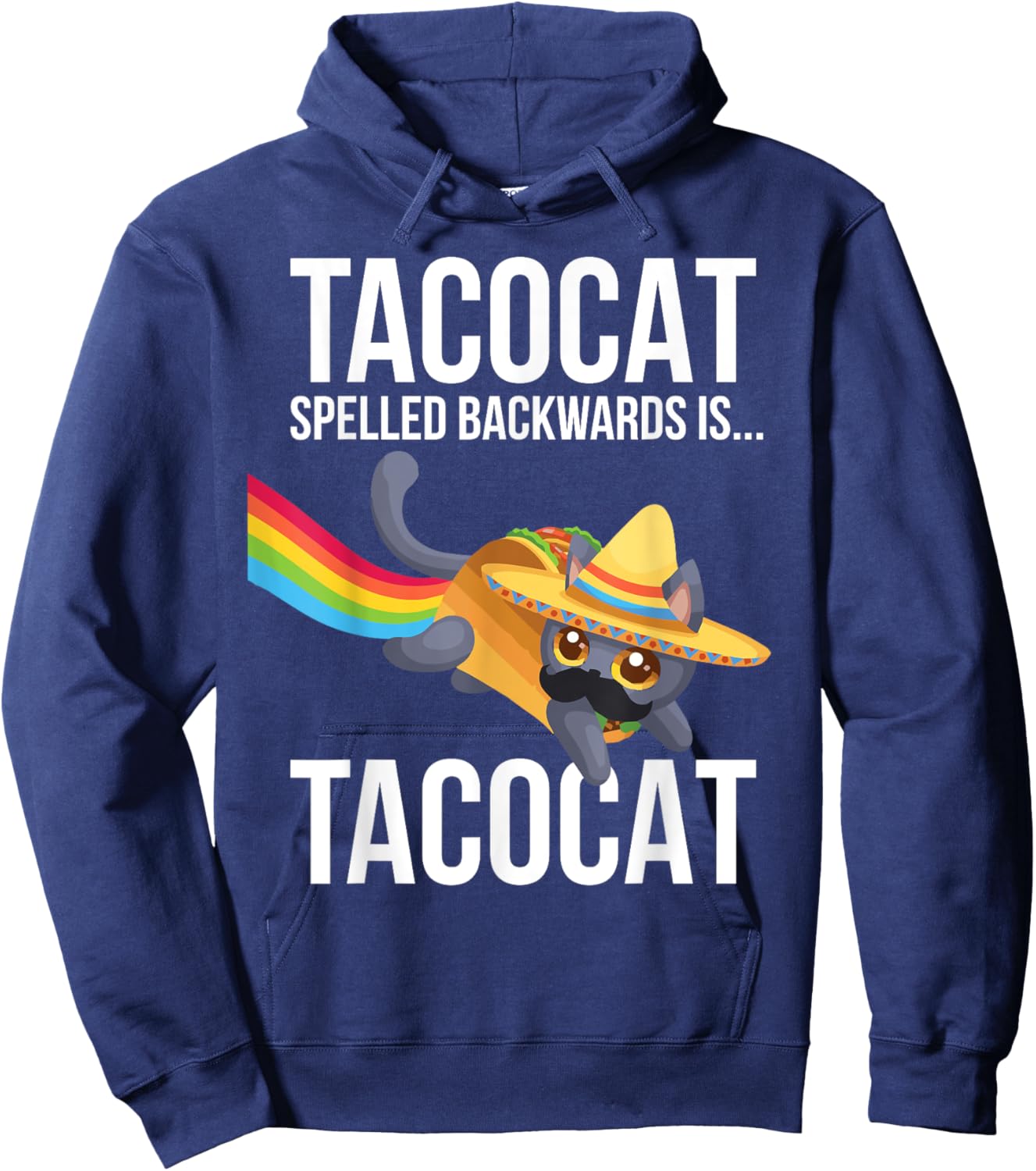 Taco Cat Spelled Backwards Palindrome - Funny Cat Men Women Kids Hoodie - Hoodie | Navy