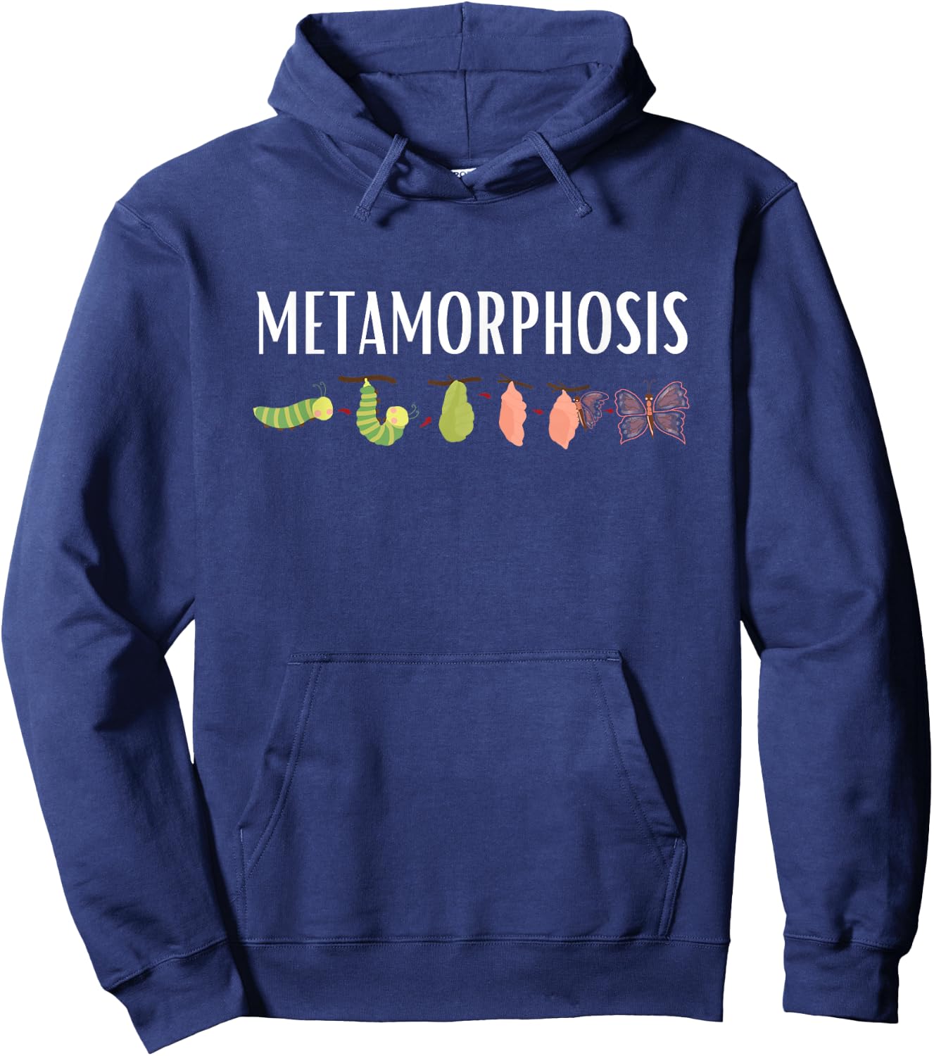 Funny Caterpillar Lifecycle Metamorphosis Monarch Butterfly Hoodie - Hoodie | Navy