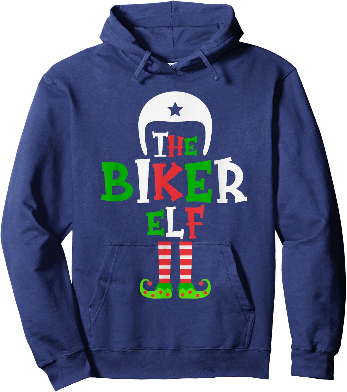 The Biker Elf - Funny Matching Family Group Christmas Hoodie - Hoodie | Navy