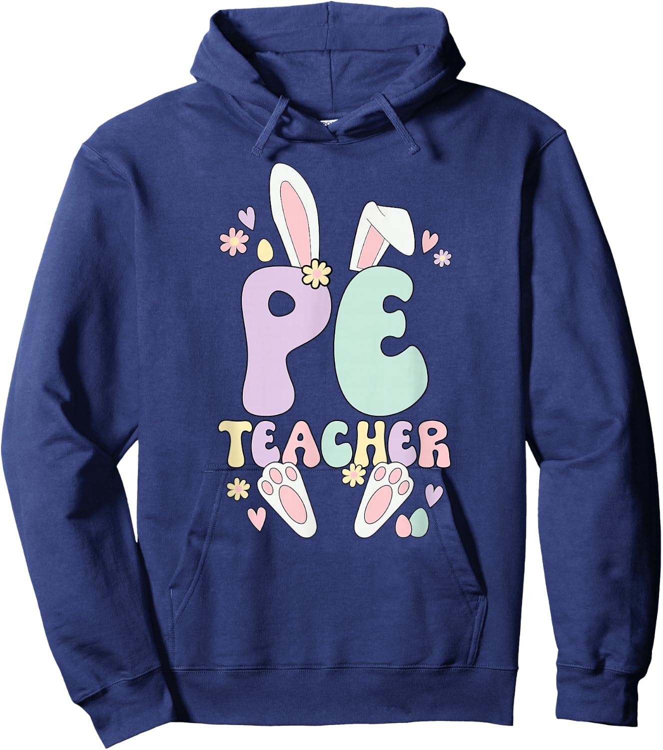 PE Teacher Easter Bunny Physical Education Easter Day Hoodie - Hoodie | Navy