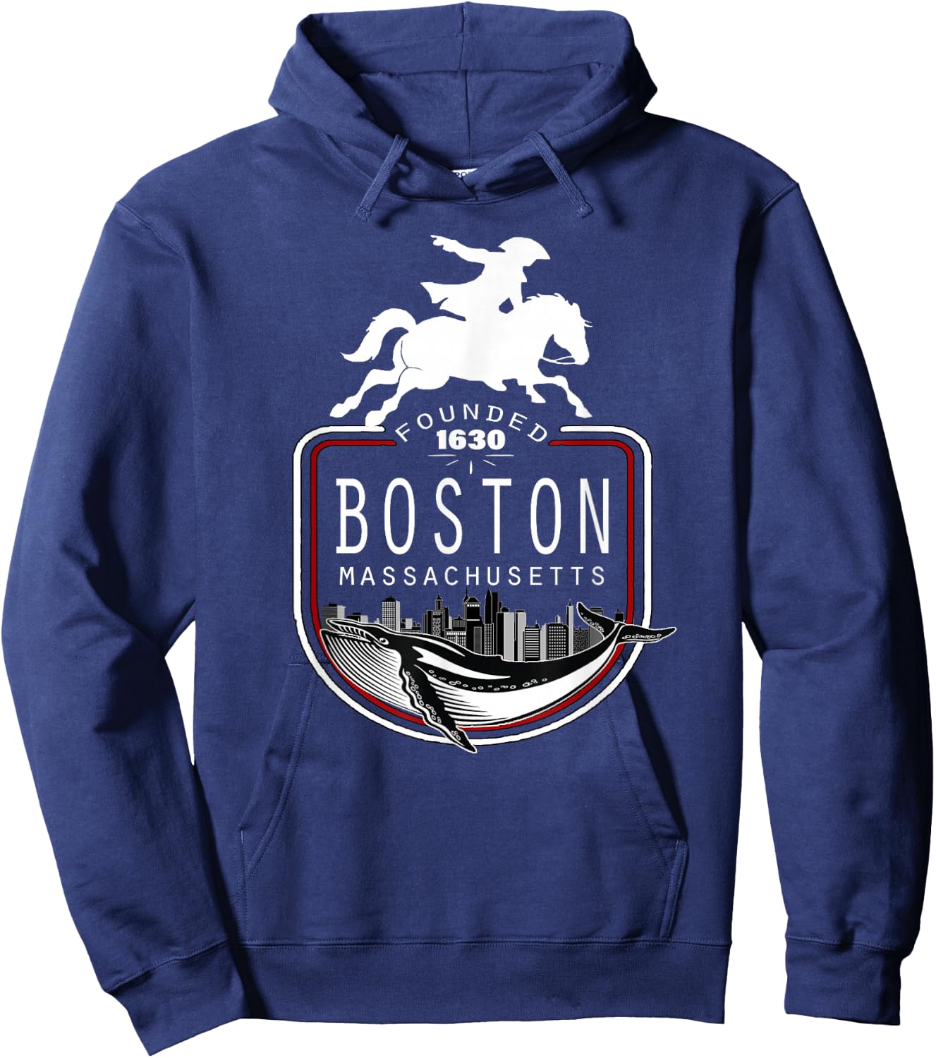 Historical Boston Massachusetts New England Souvenir Hoodie - Hoodie | Navy