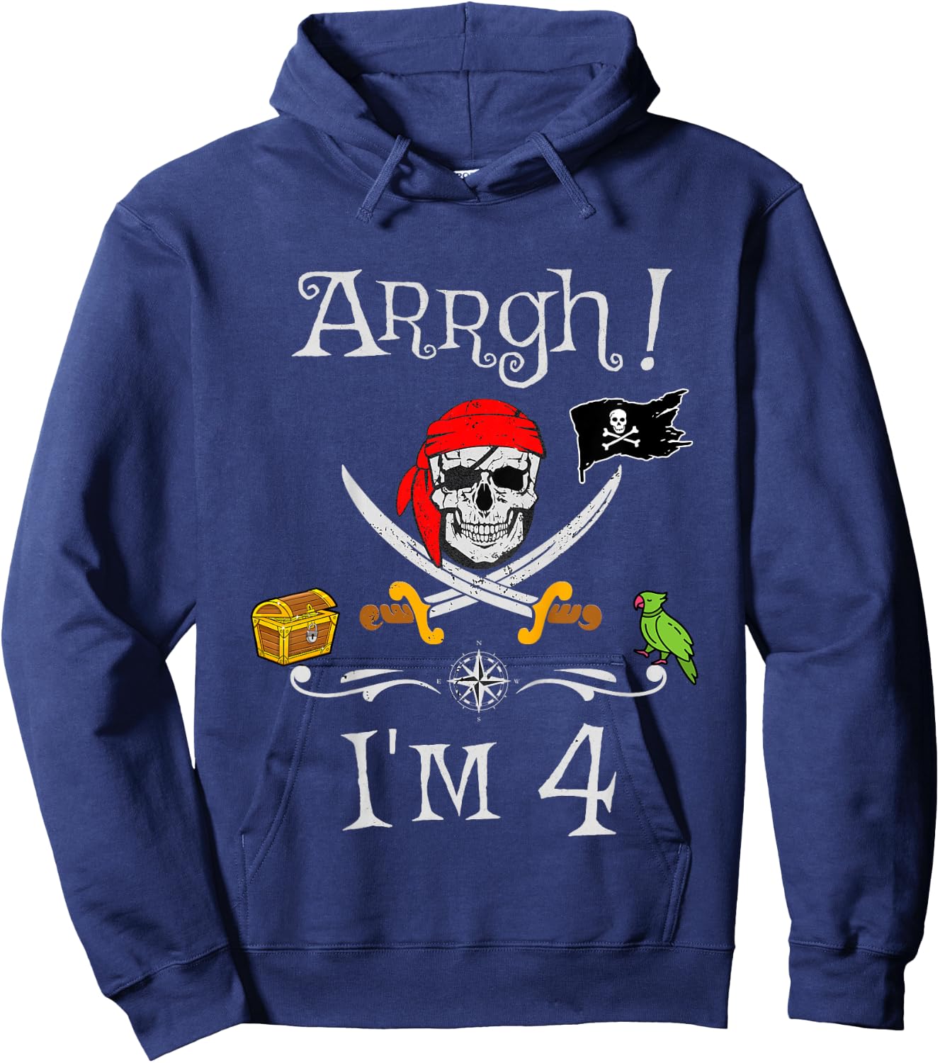 Arrgh I'm 4 Pirate Birthday 4 Year Old Hoodie - Hoodie | Navy