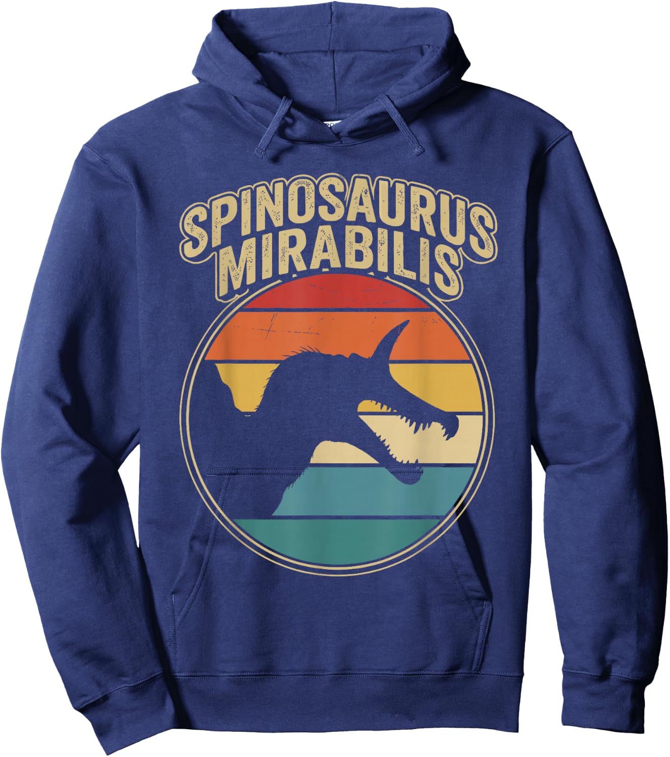 Vintage Spinosaurus Mirabilis Roaring Prehistoric Dinosaur Hoodie - Hoodie | Navy
