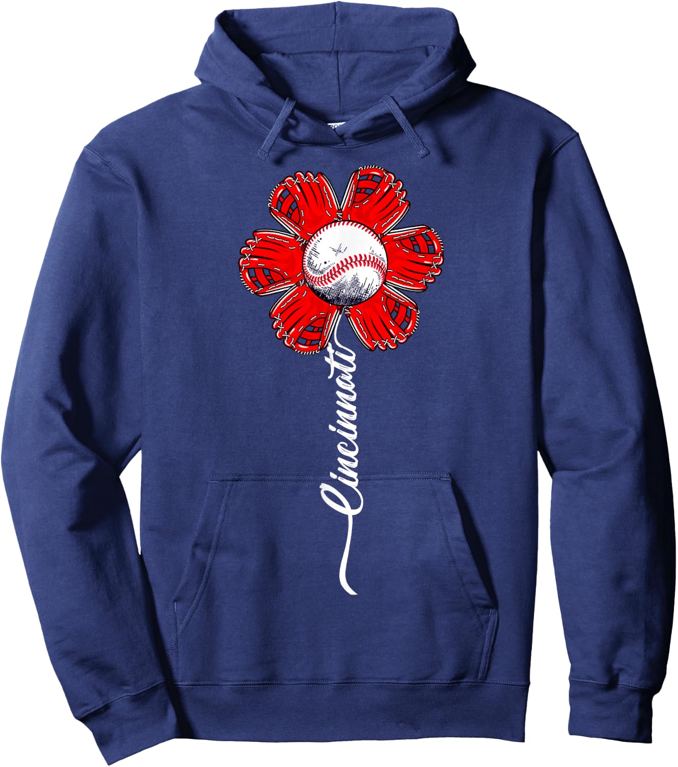 Funny Flower Baseball Lovers Men Women Boy Hoodie - Hoodie | Navy