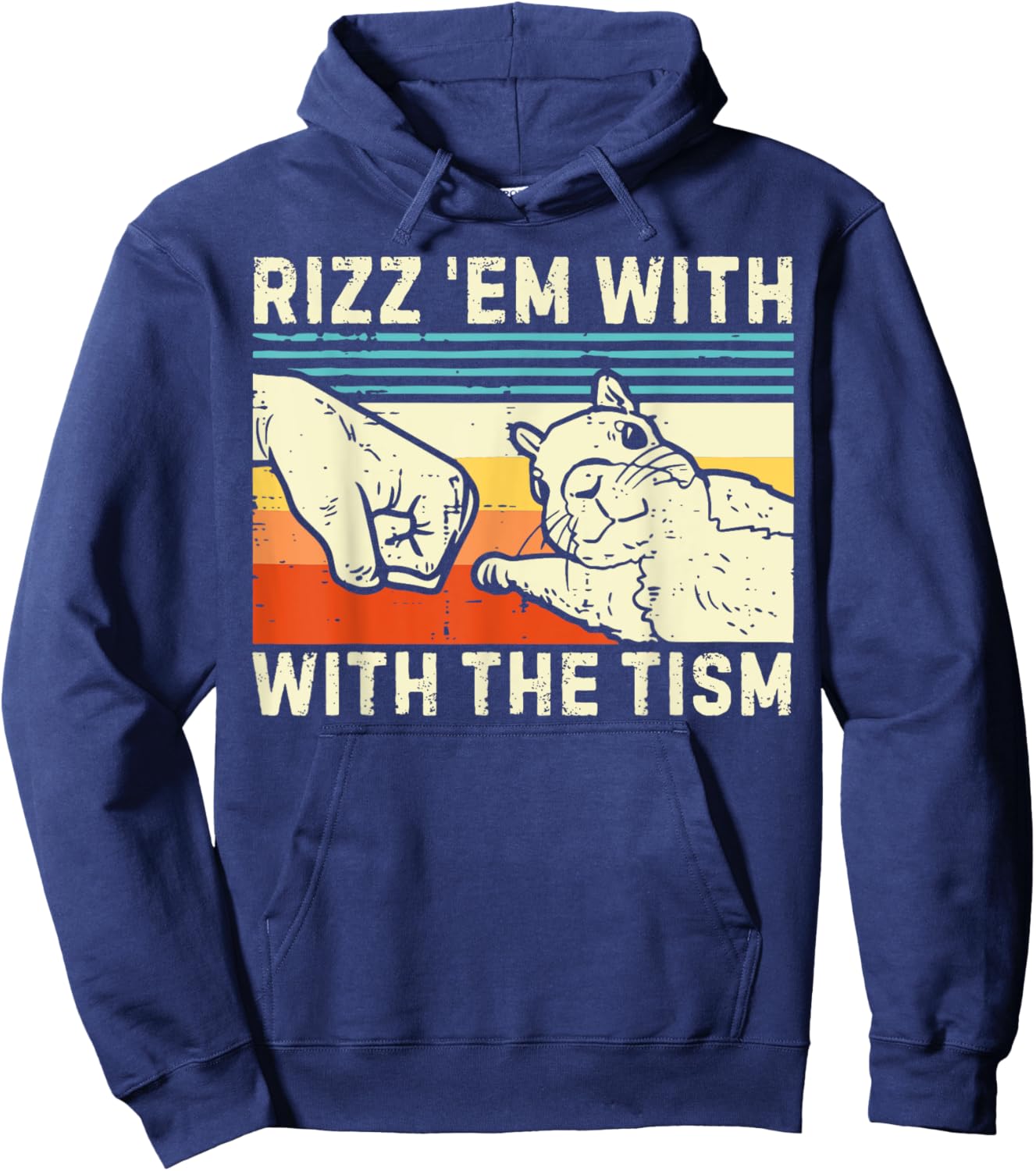 Rizz Em with The Tism Rizzler Joke Meme Rizzling Squirrel Hoodie - Hoodie | Navy