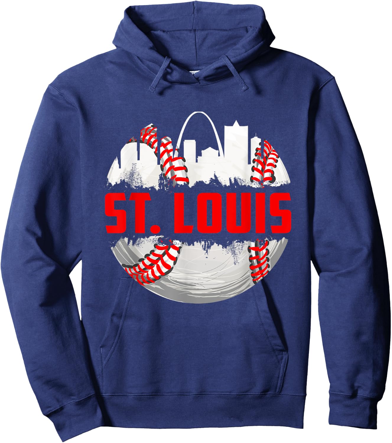 St. Louis Cityscape Vintage Baseball Women Kids Hoodie - Hoodie | Navy