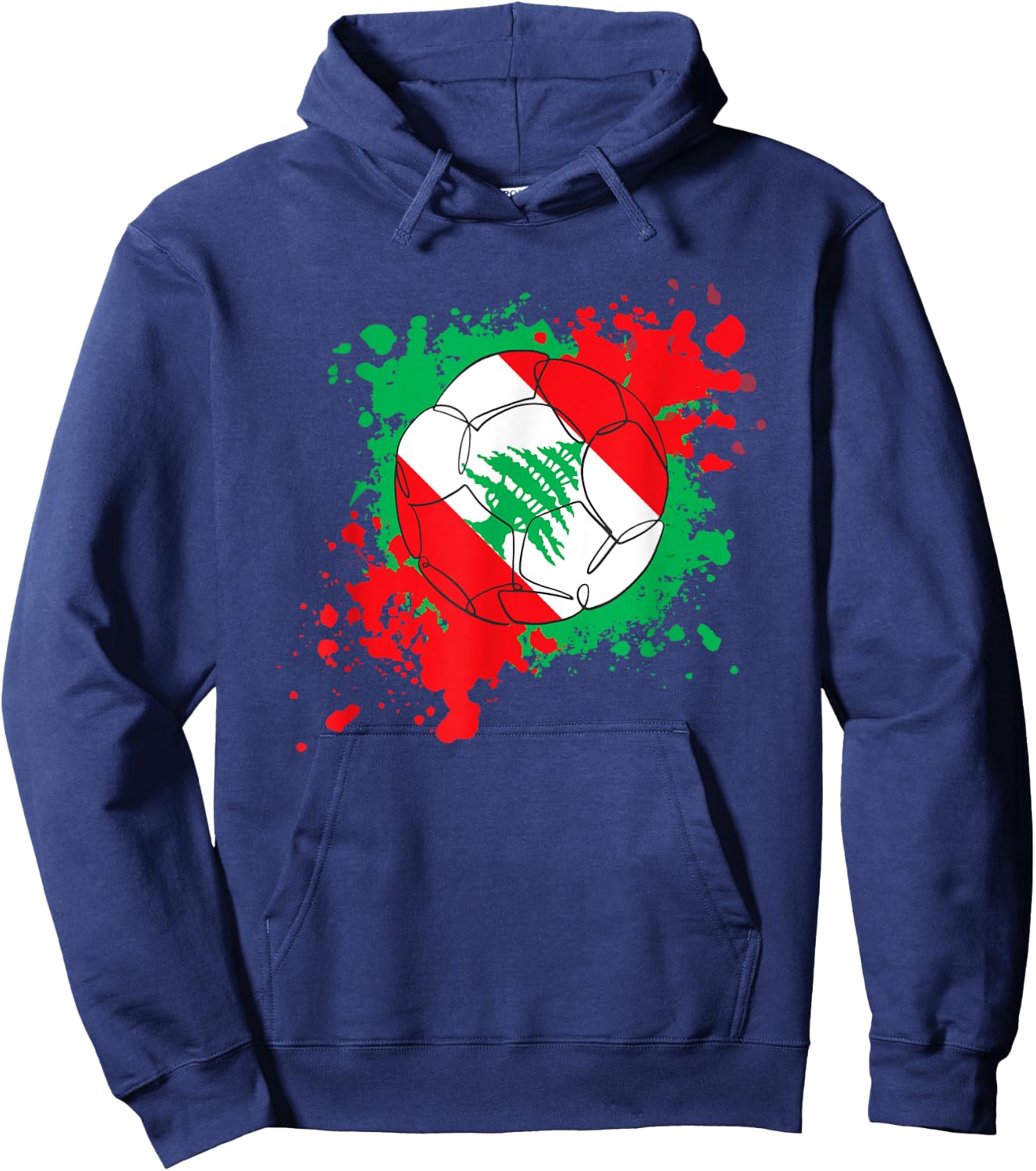 Soccer Ball With The Flag Of Lebanon Hoodie - Hoodie | Navy