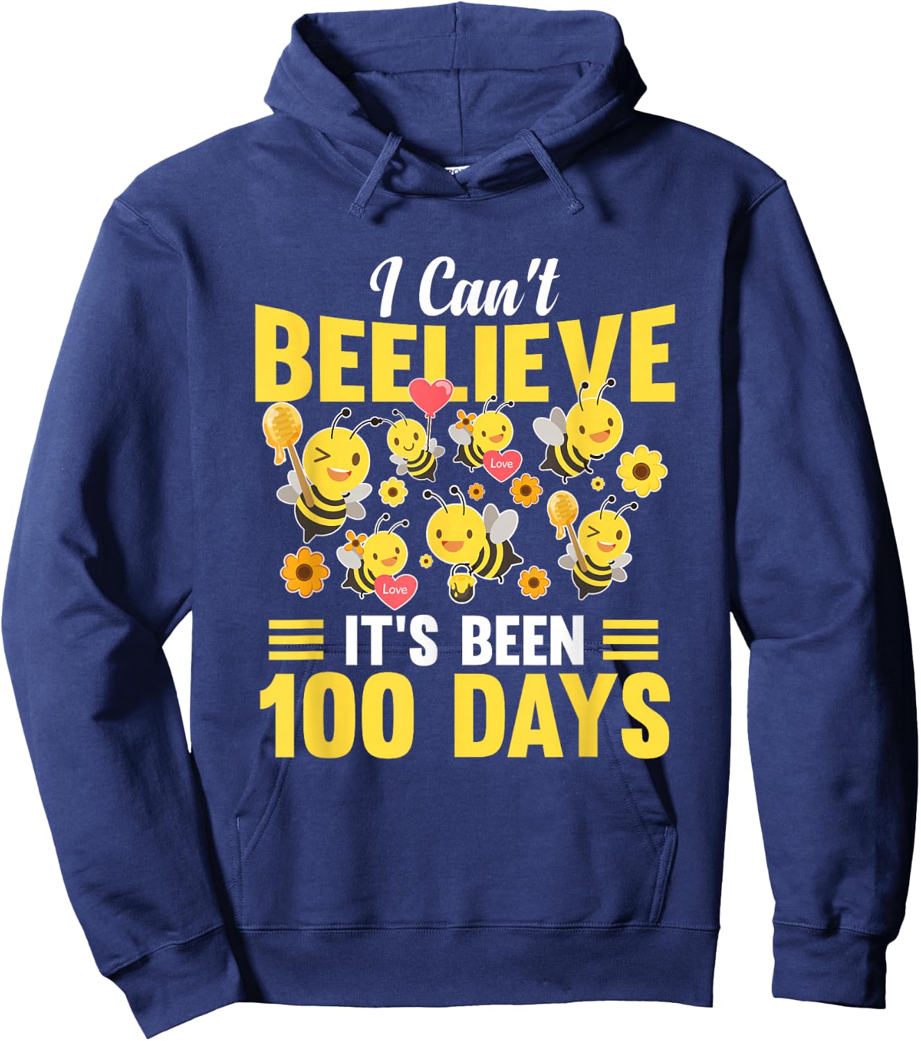 100th Day Of School 100 Days Smarter Learn Boys Girls Bees Hoodie - Hoodie | Navy