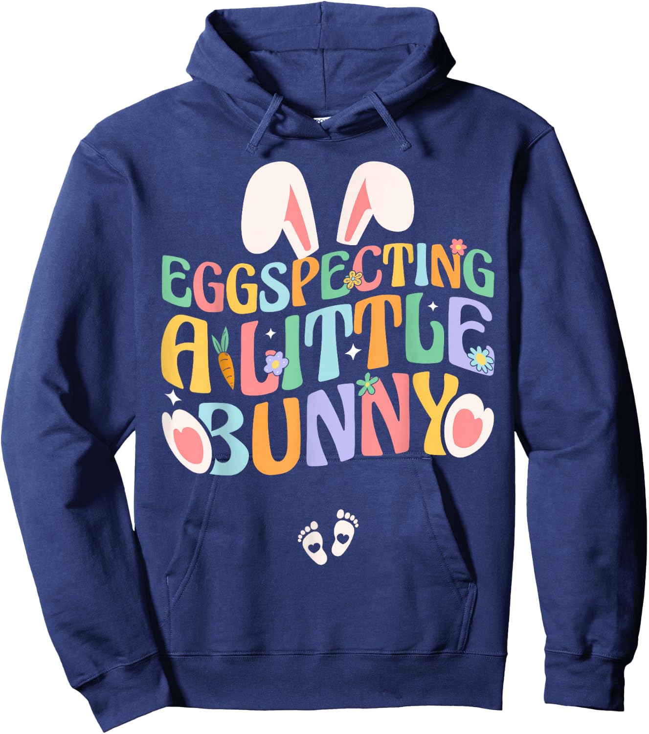 Easter Pregnancy Announcement Eggspecting A Little Bunny Hoodie - Hoodie | Navy