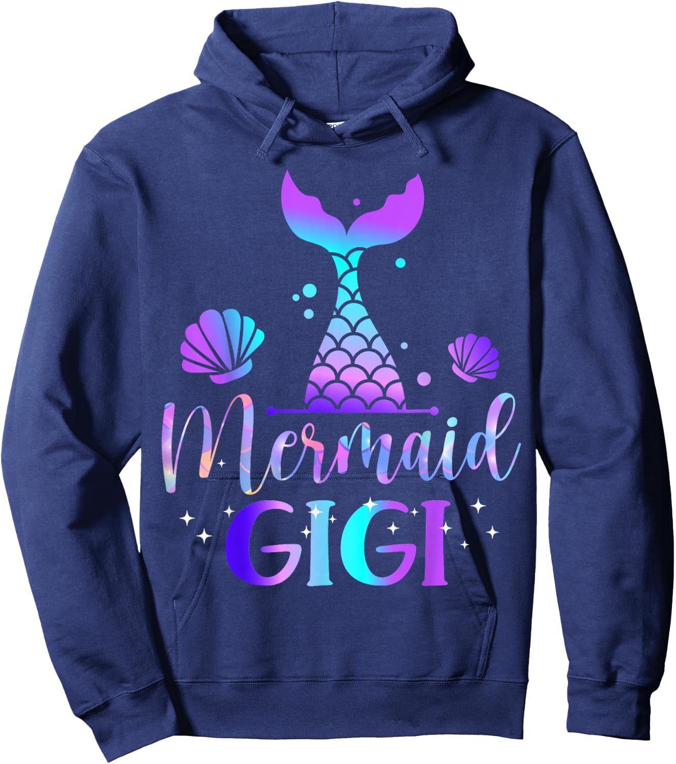 Mermaid Gigi of The Birthday Mermaid Birthday Crew Family Hoodie - Hoodie | Navy