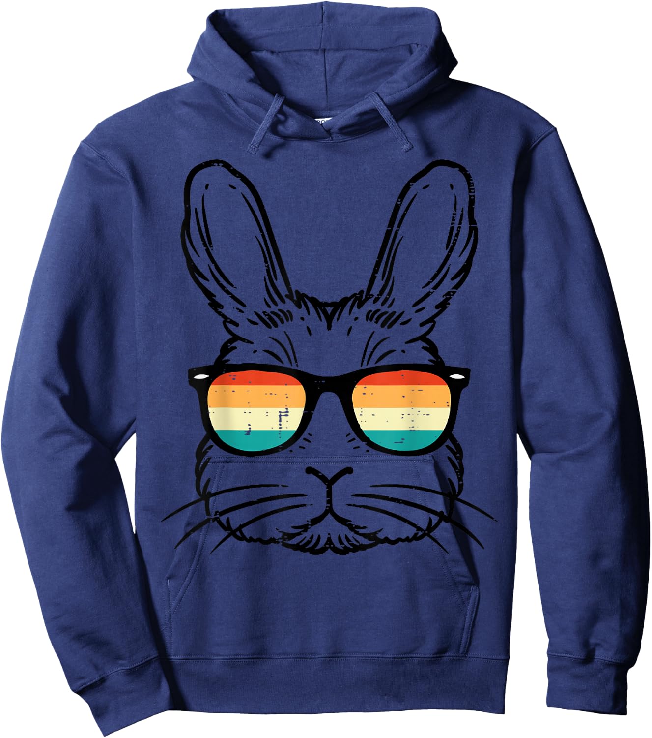 Easter Bunny Face Sunglasses Retro Rabbit Men Boy Kids Youth Hoodie - Hoodie | Navy