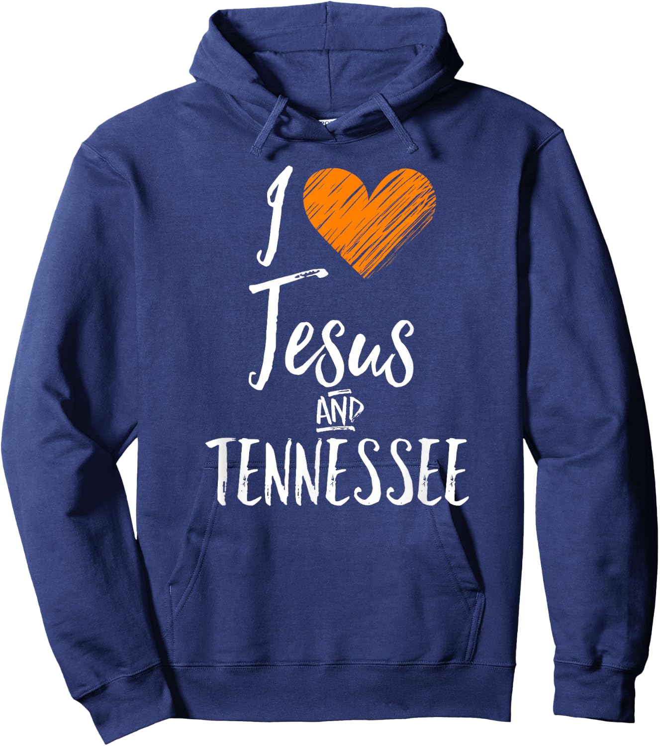 I Love Jesus And Tennessee Shirt Orange Heart Cute Fan Gift Hoodie - Hoodie | Navy