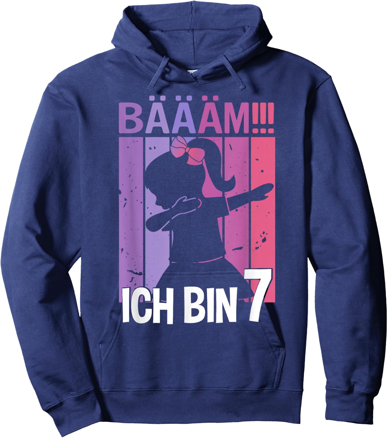 Girls' with German Text "Ich bin 7 Jahre Dab" [German Language], black Hoodie - Hoodie | Navy