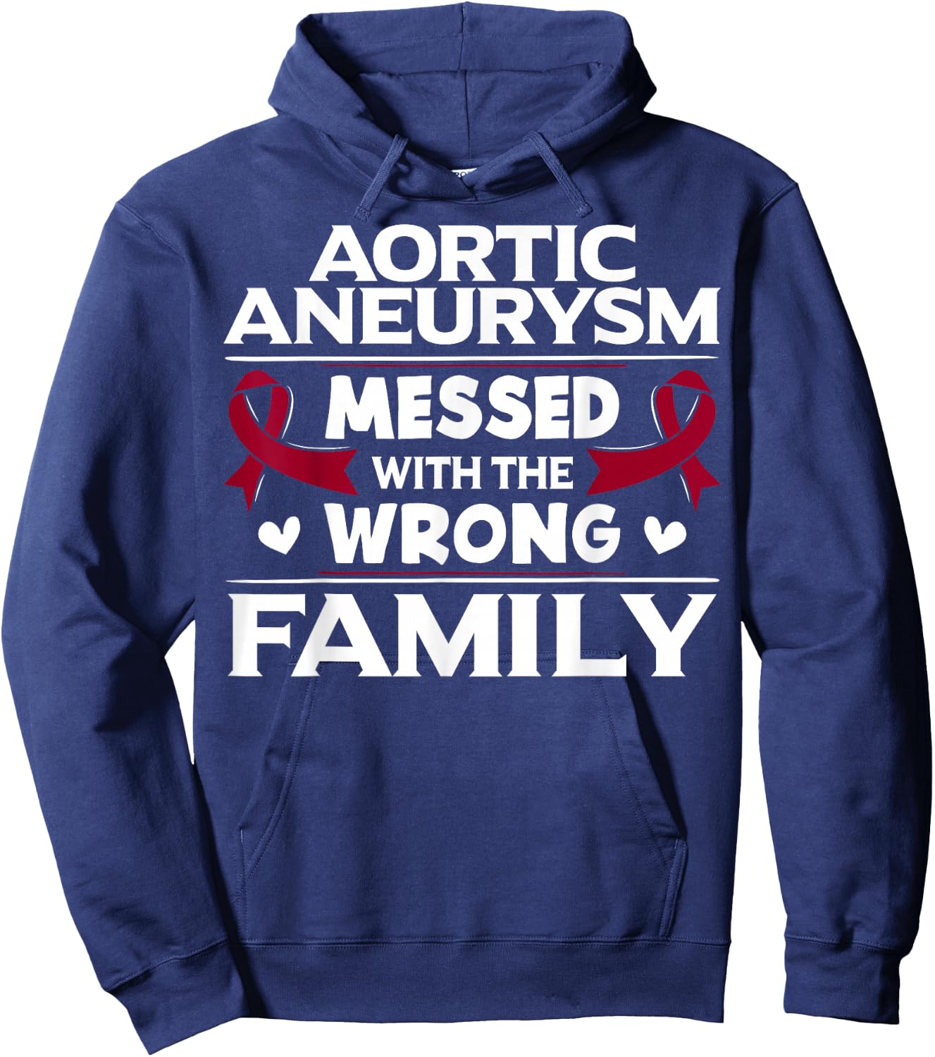 Aortic Aneurysm Gift Burgundy Awareness Ribbon Hoodie - Hoodie | Navy