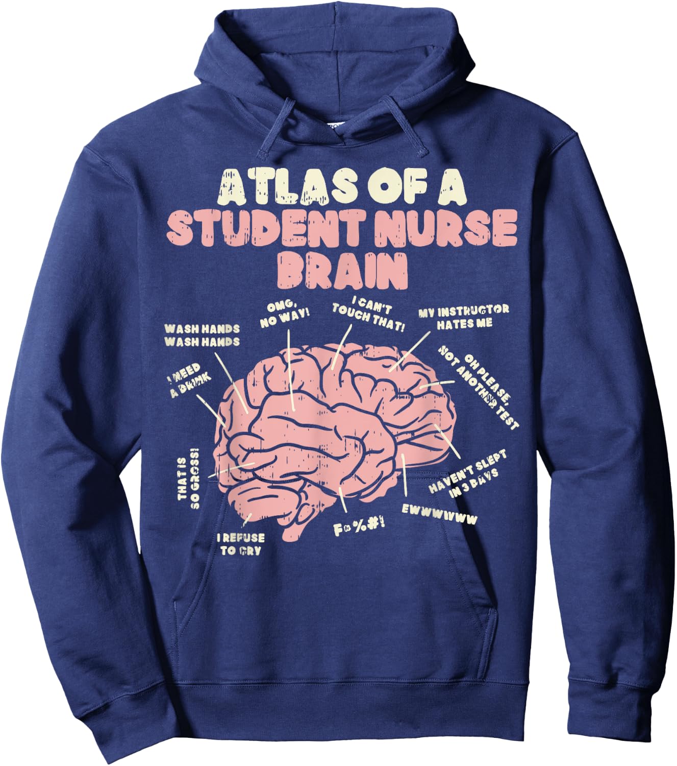 Atlas Of Student Nurse Brain Funny Nursing School Women Gift Hoodie - Hoodie | Navy