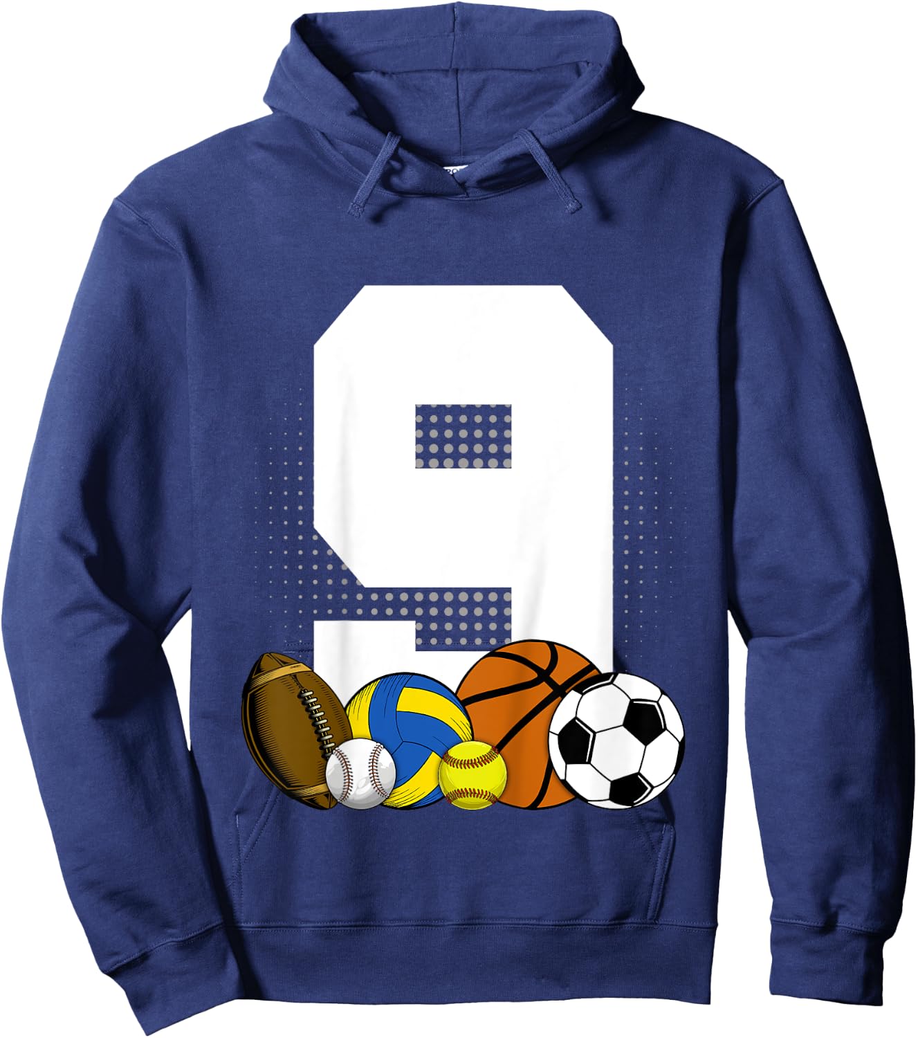 Kids 9 years Birthday Sports Kids Boys 9th Birthday Baller Hoodie - Hoodie | Navy