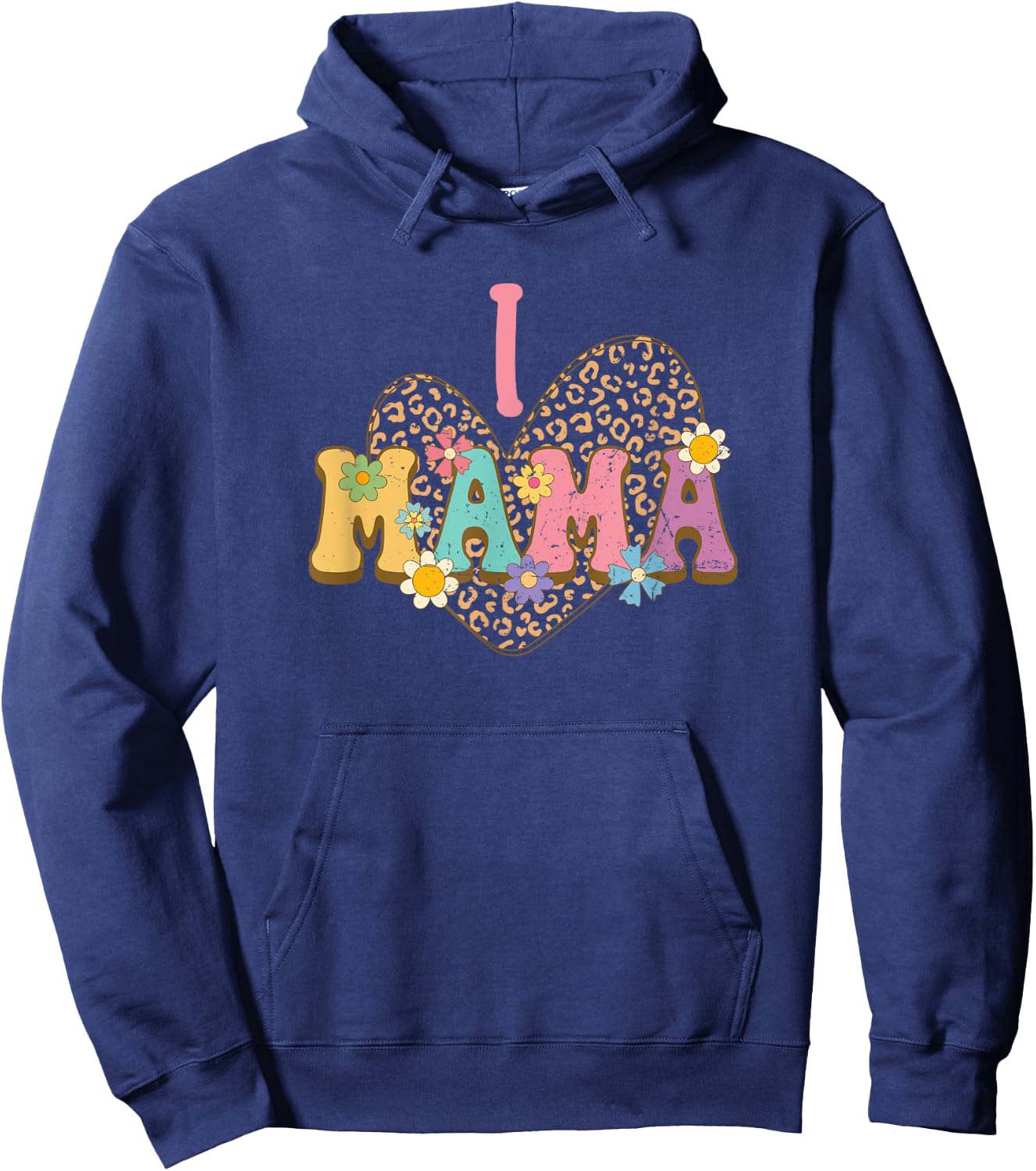 I Love Mama Leopard - My First Mother's Day Flower Hoodie - Hoodie | Navy