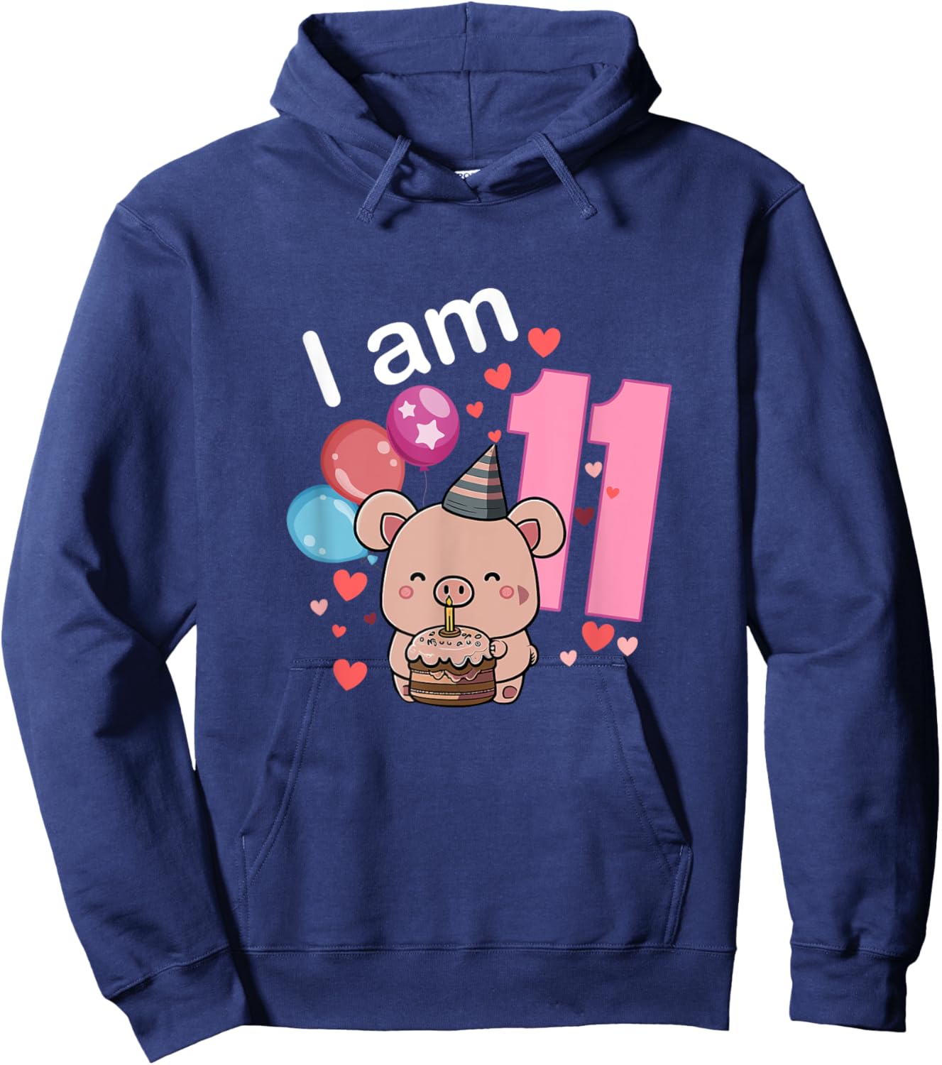 My 11th Birthday Pig Lover Party Gifts 11 Years Old Bday Pig Hoodie - Hoodie | Navy