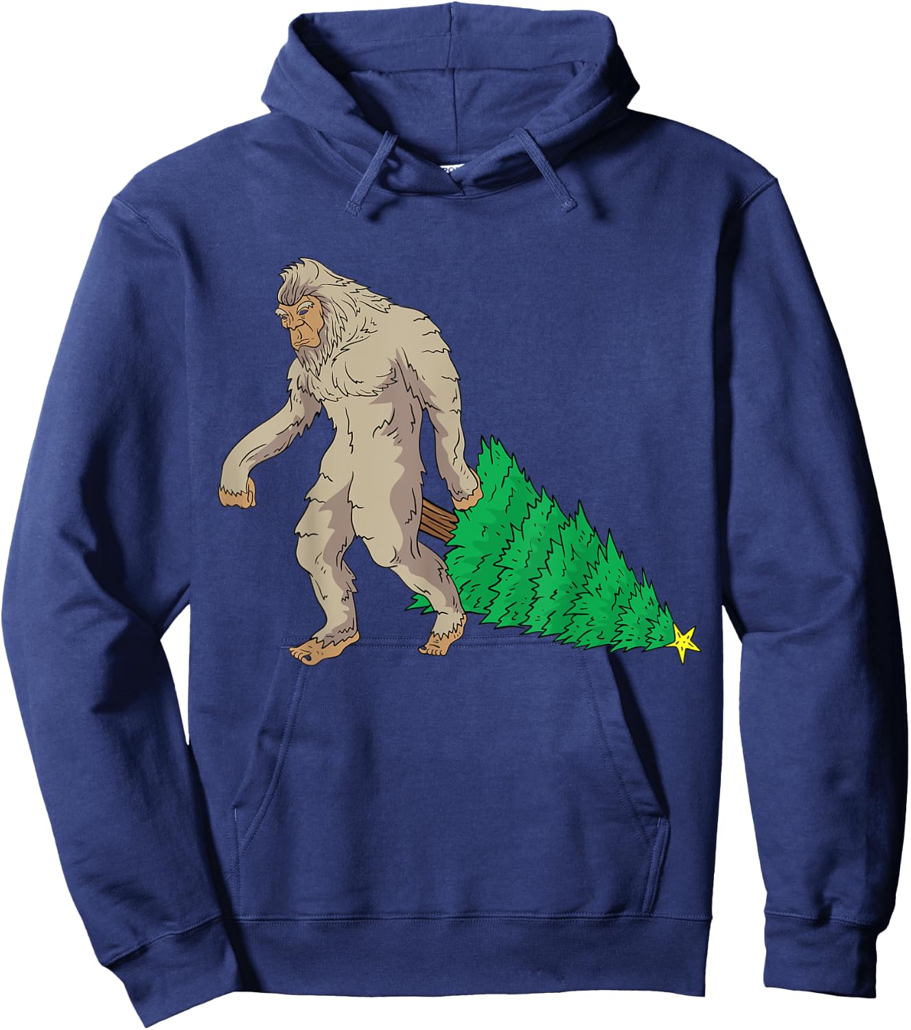 Bigfoot Santa Claus Hat Sasquatch Christmas Tree Funny Gift Hoodie - Hoodie | Navy