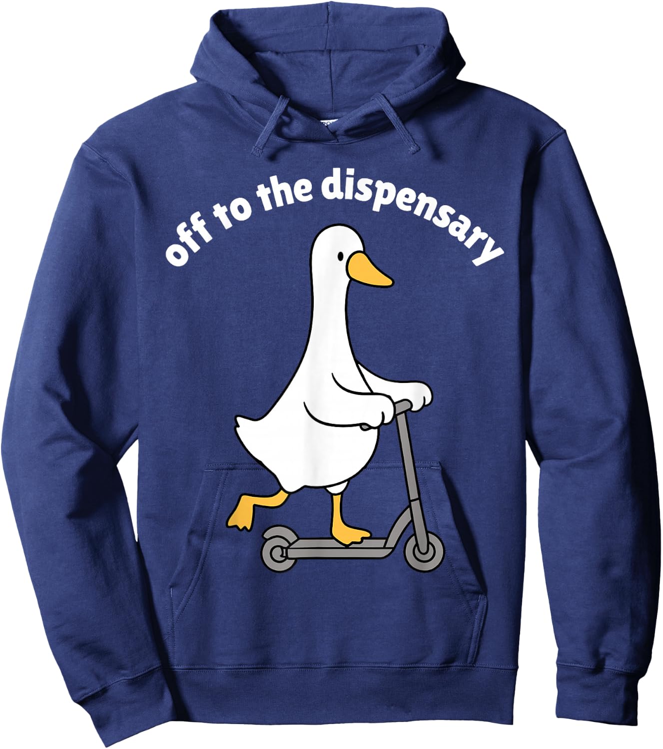 Off to The Dispensary Goose Funny Scooter Riding Duck Meme Hoodie - Hoodie | Navy