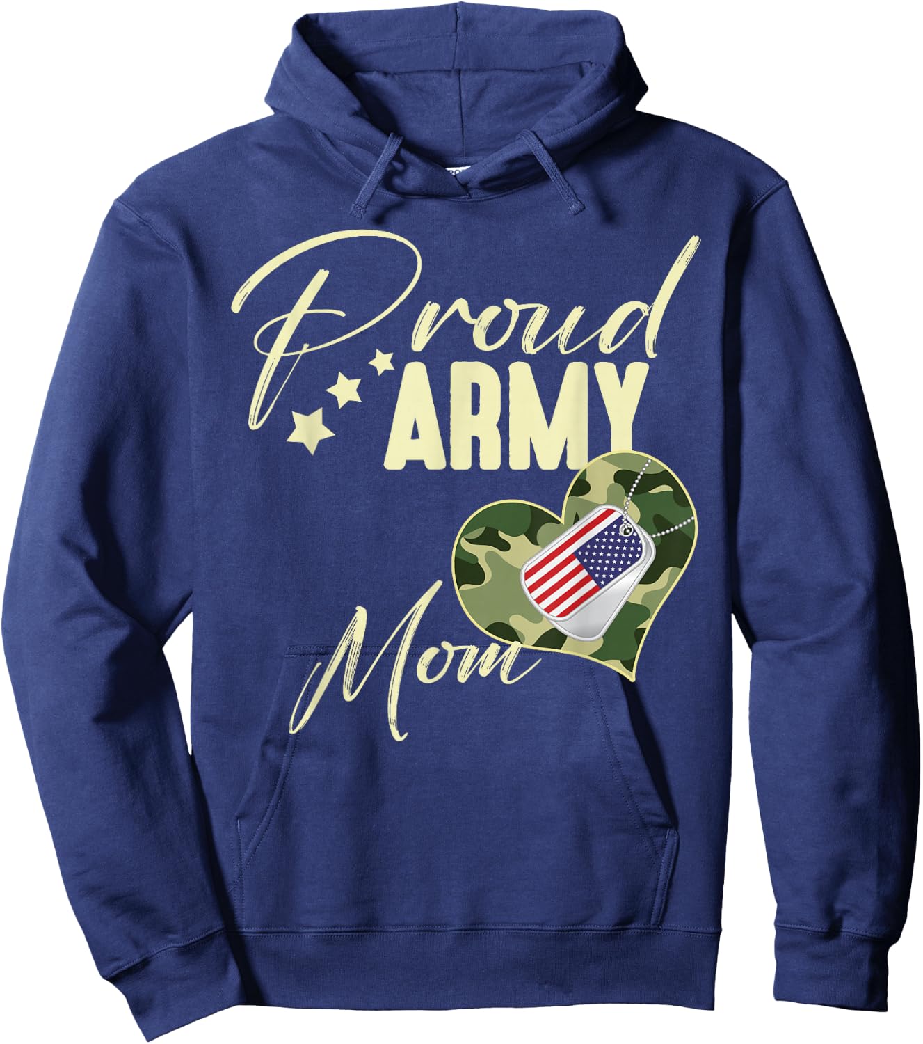 Proud Army MOM Camouflage Dog Tag USA American Flag Hoodie - Hoodie | Navy
