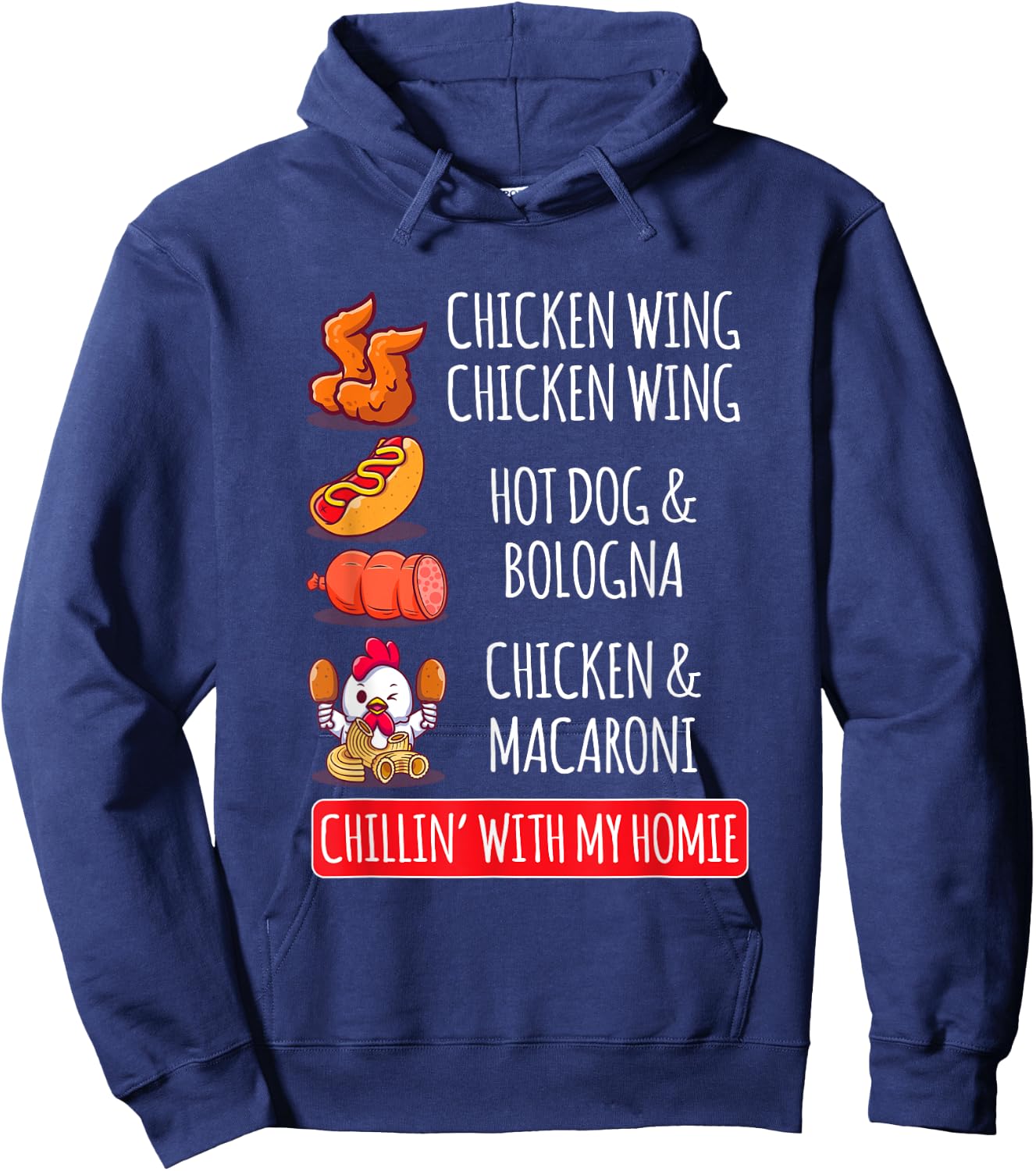 Chicken Wing Chicken Wing Hot Dog And Bologna Hoodie - Hoodie | Navy